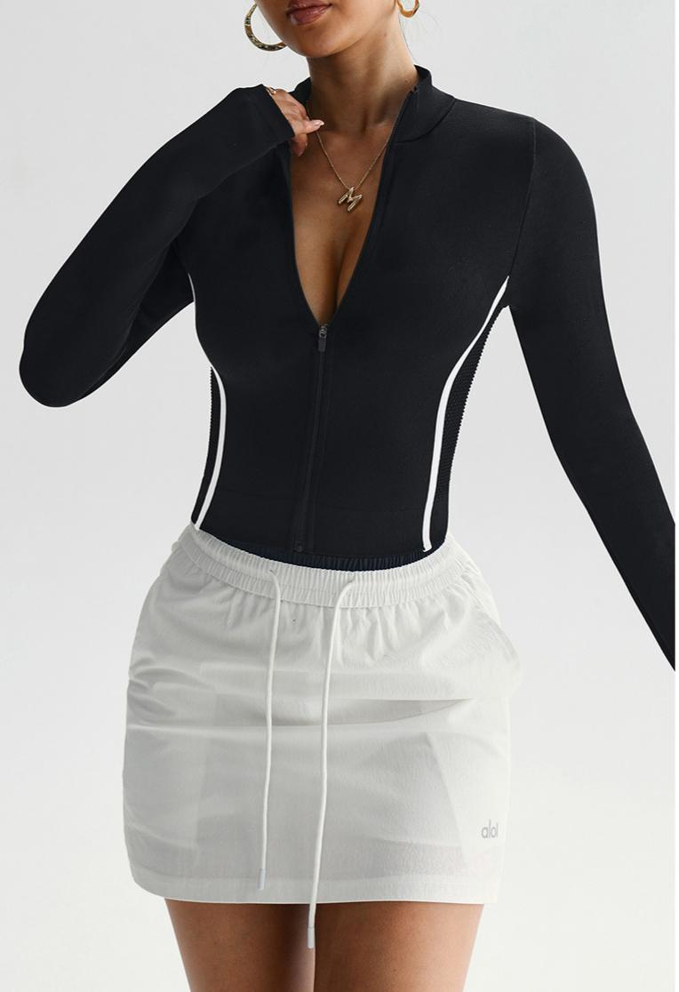 Lila Zen Full Zipper Side Waist Mesh Cutout Breathable Slim Fit Shaping Sports Outdoor Long Sleeve Yoga Wear for Women