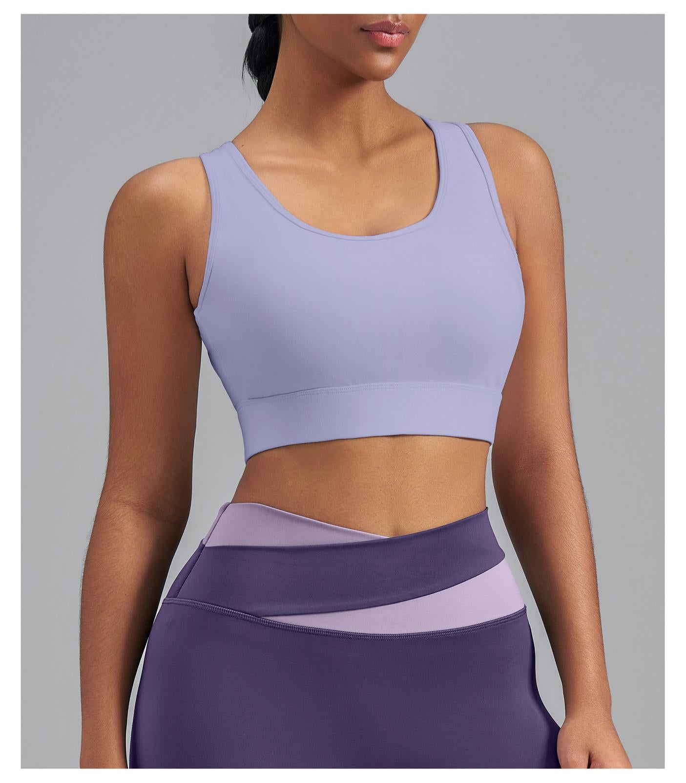 Lila Zen Women's Elastic Single-Sided Brushed Four-Cross Sports Bra Vest