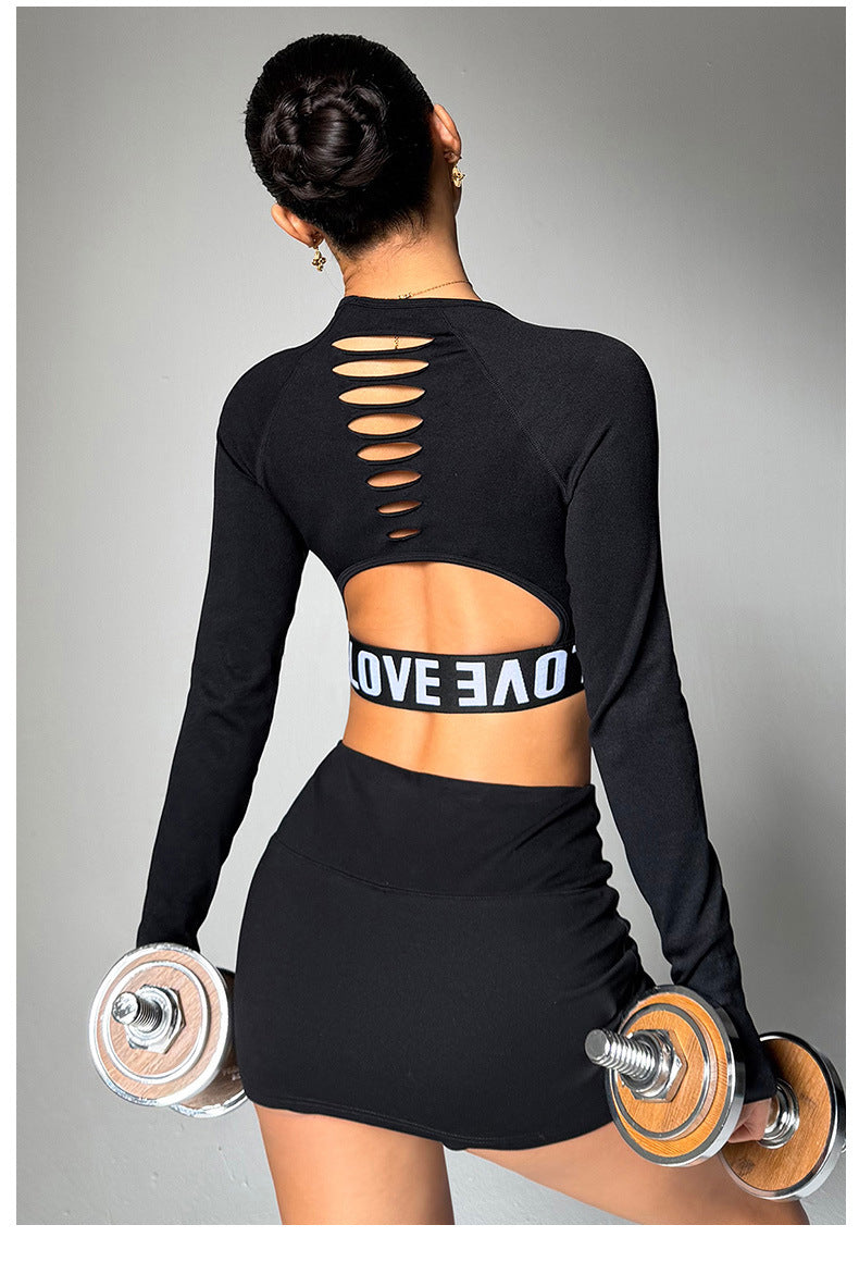 Lila Zen T Lila Zen Stretch Letter Fitness Yoga Long-Sleeve Top/T-Shirt