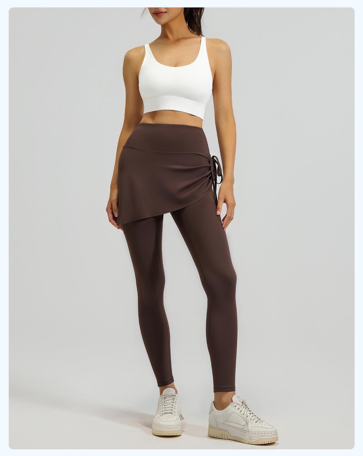 Lila Zen Women's Irregular Drawstring Pleated Yoga Skirt Pants