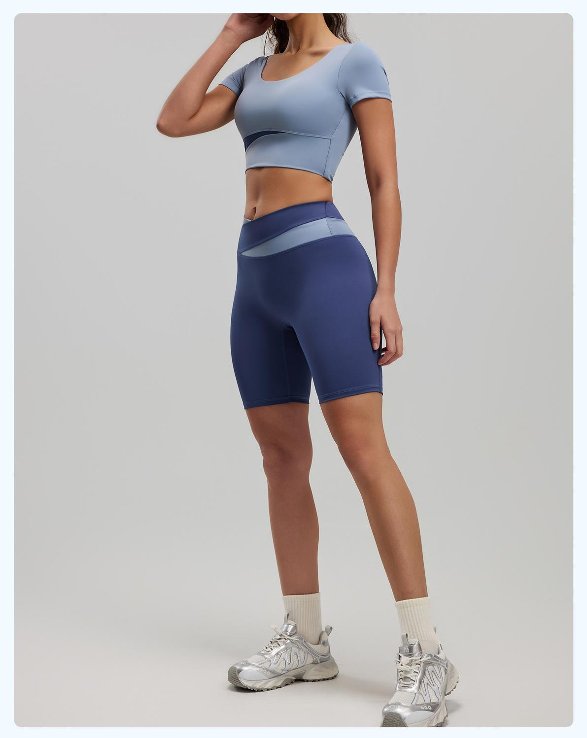 Lila Zen Color Block High-Elasticity Hip-Lifting and Shaping Yoga Shorts