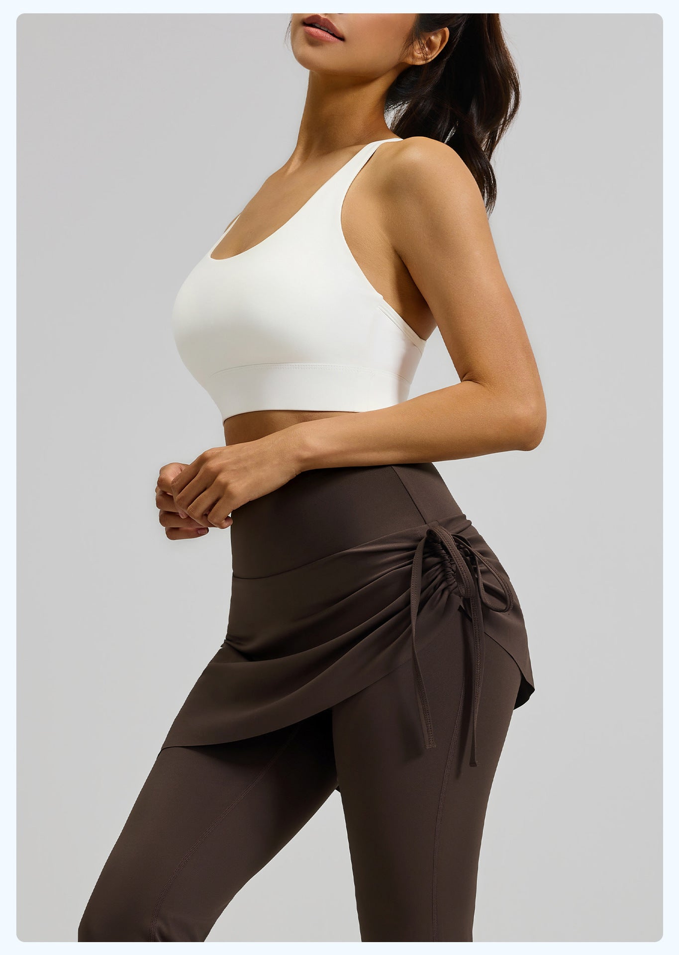 Lila Zen Women's Irregular Drawstring Pleated Yoga Skirt Pants