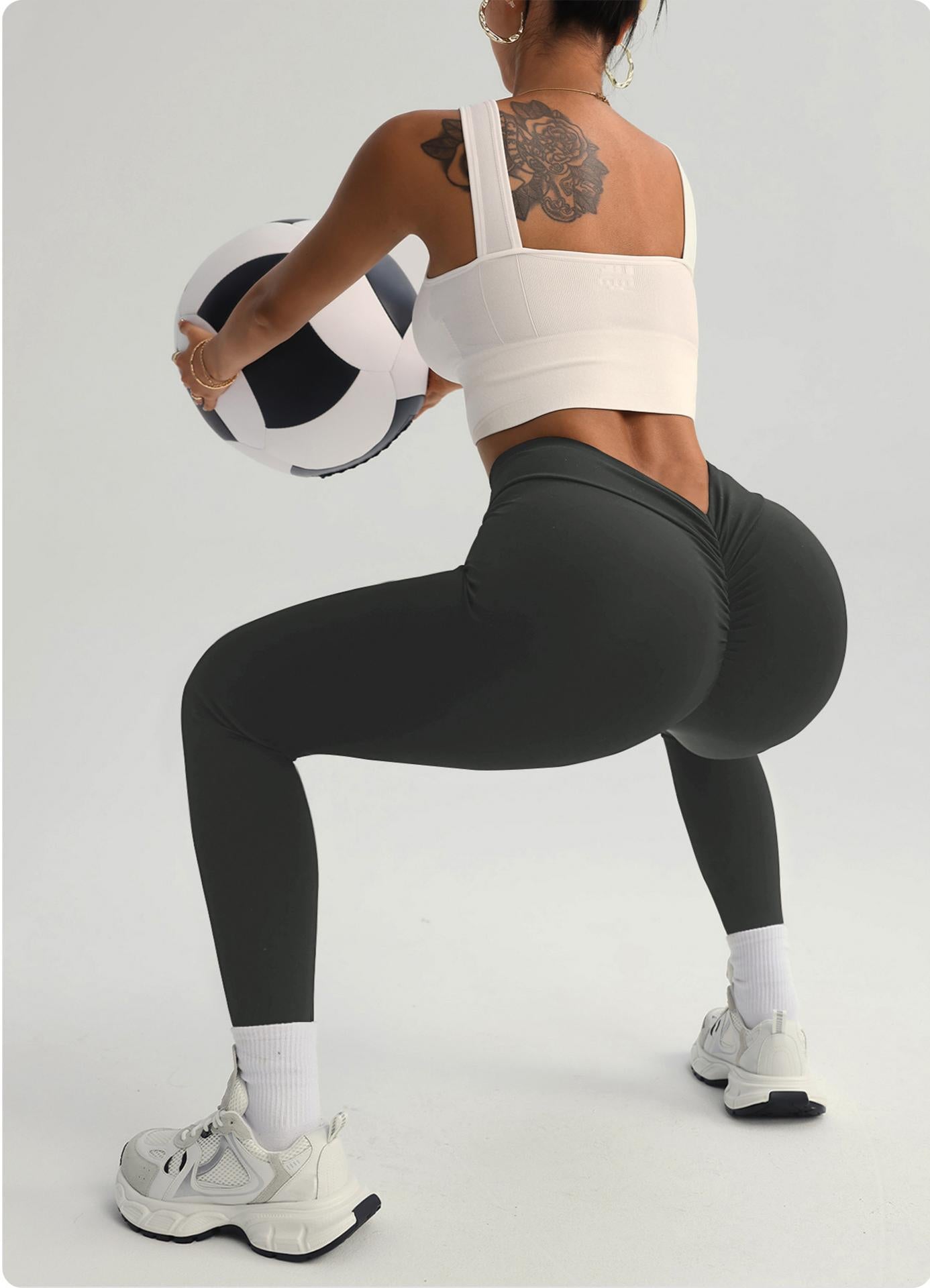 Lila Zen High-Elasticity Ruffled Peach Hip and Leg-Slimming Sports Yoga Pants