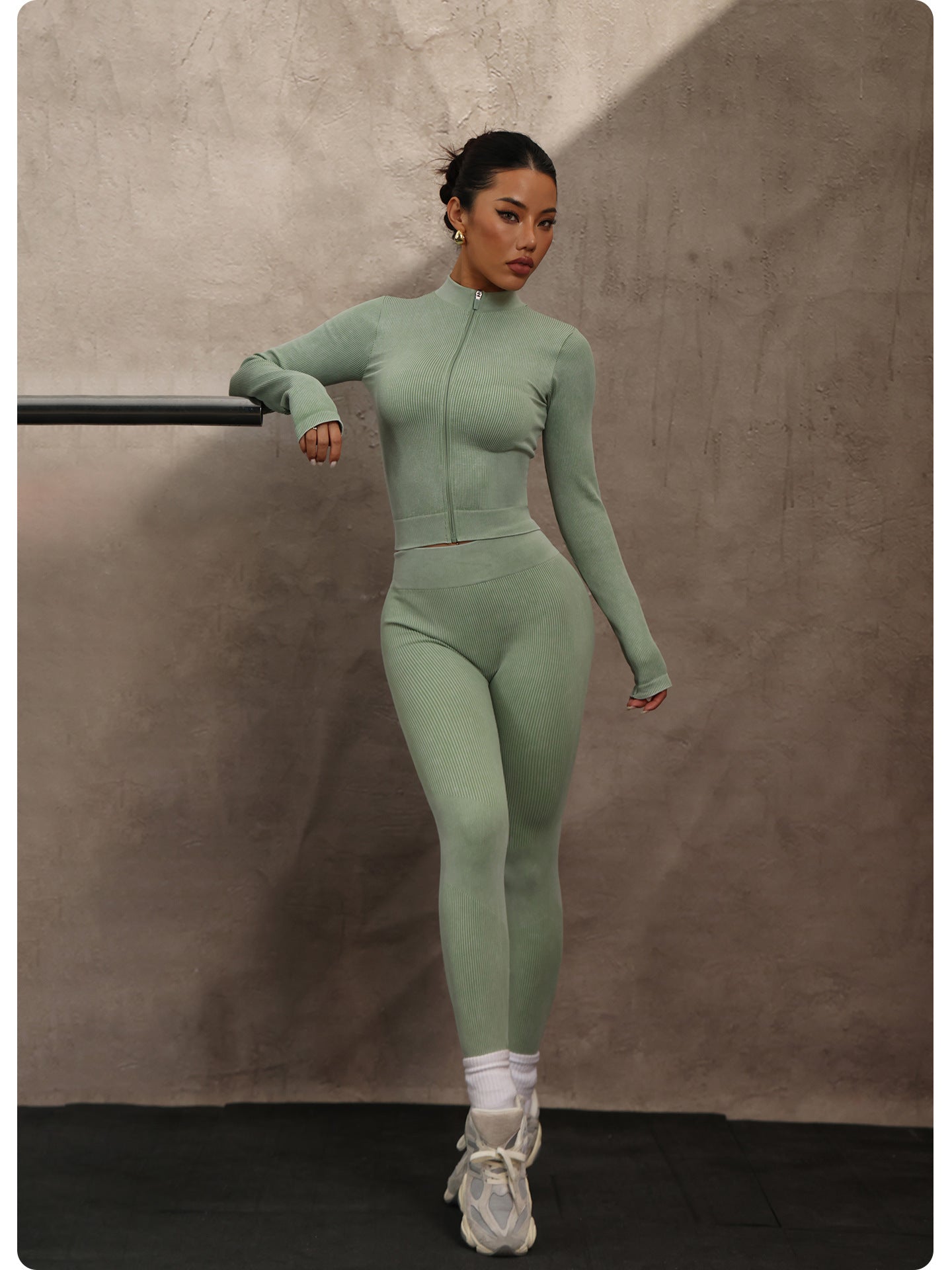 Lila Zen Matte Textured Sports Yoga Long-Sleeve Set