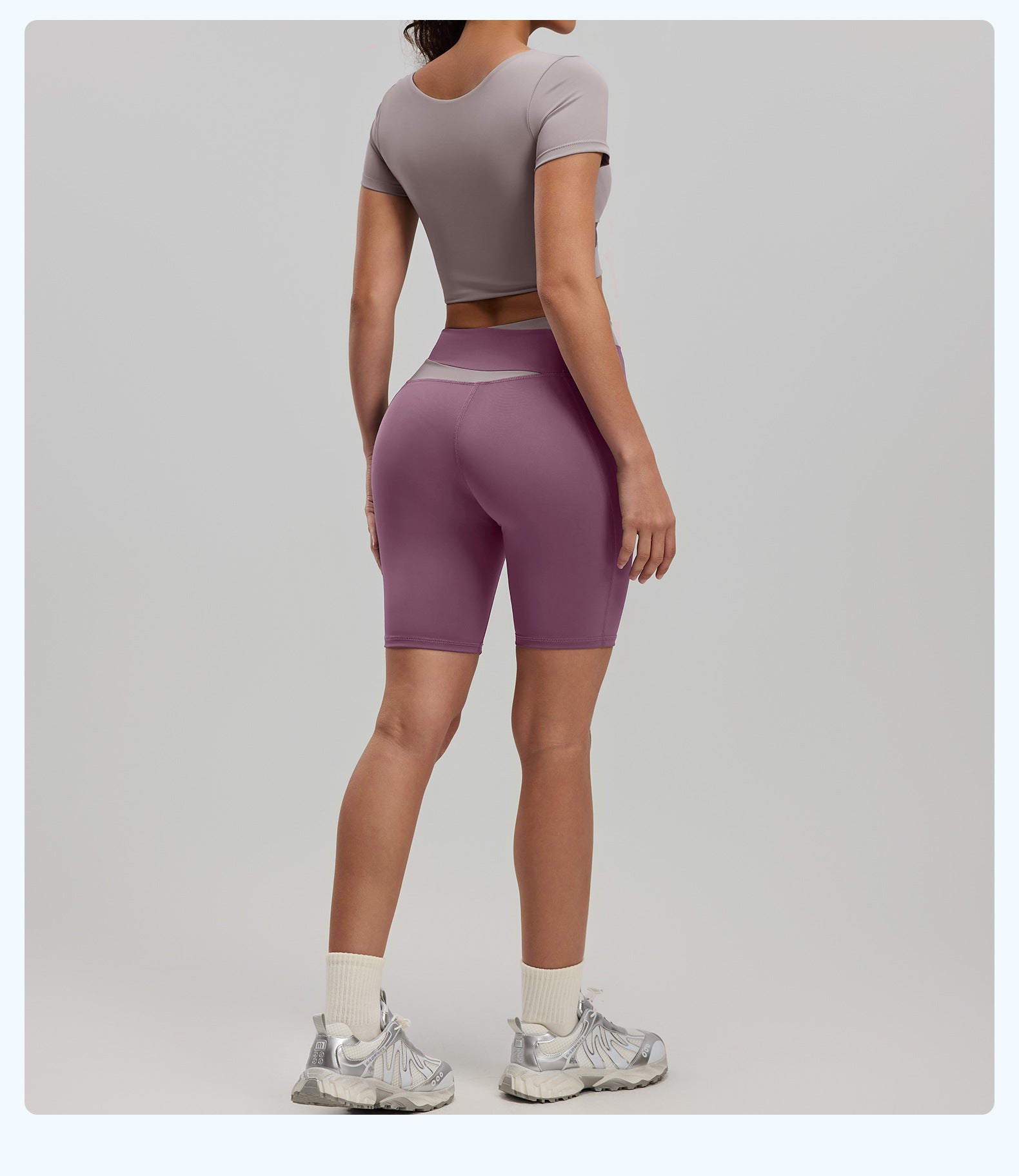 Lila Zen Color Block High-Elasticity Hip-Lifting and Shaping Yoga Shorts
