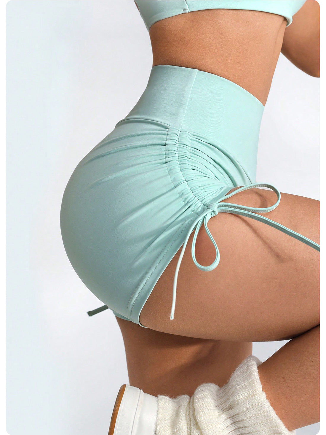 Lila Zen Women's High-Waisted Seamless Side Drawstring Yoga Shorts