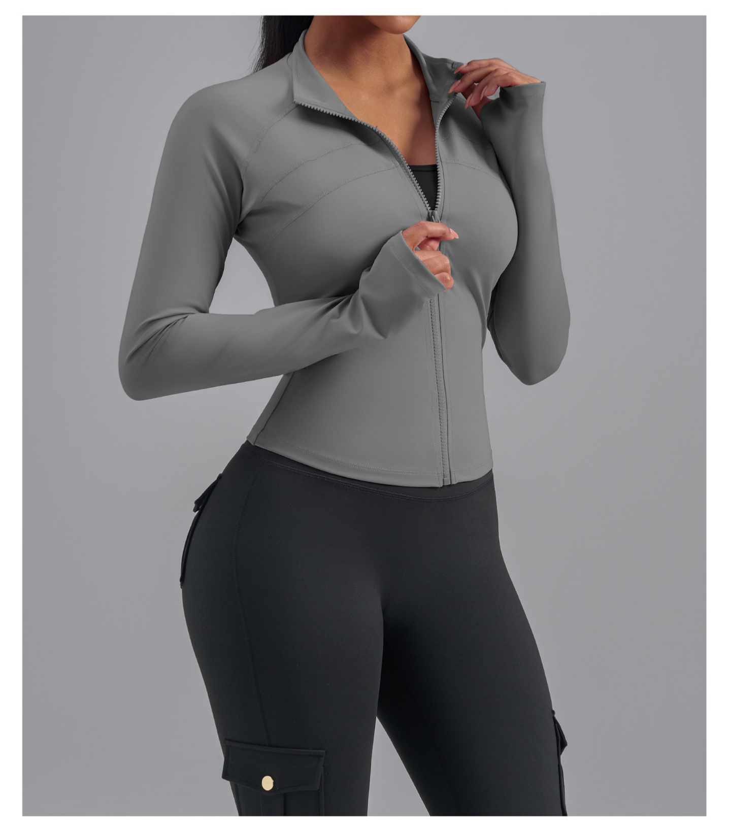 Lila Zen Women's Plus Size Zipper Elastic Fit Bodycon Sports Jacket Yoga Wear