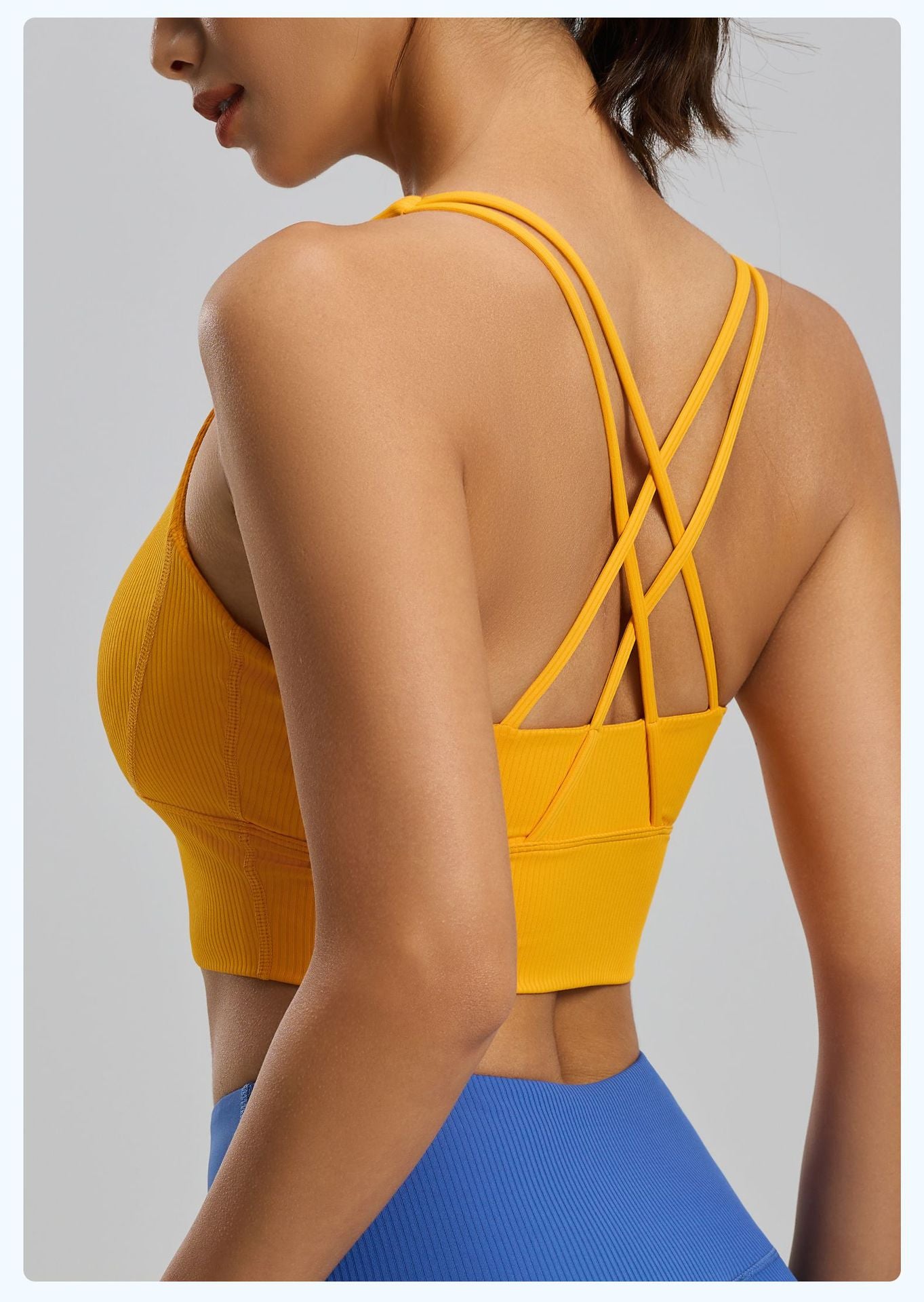 Lila Zen Striped Shock-Proof Double-Strap Thin Shoulder Straps Crossback Yoga Bra