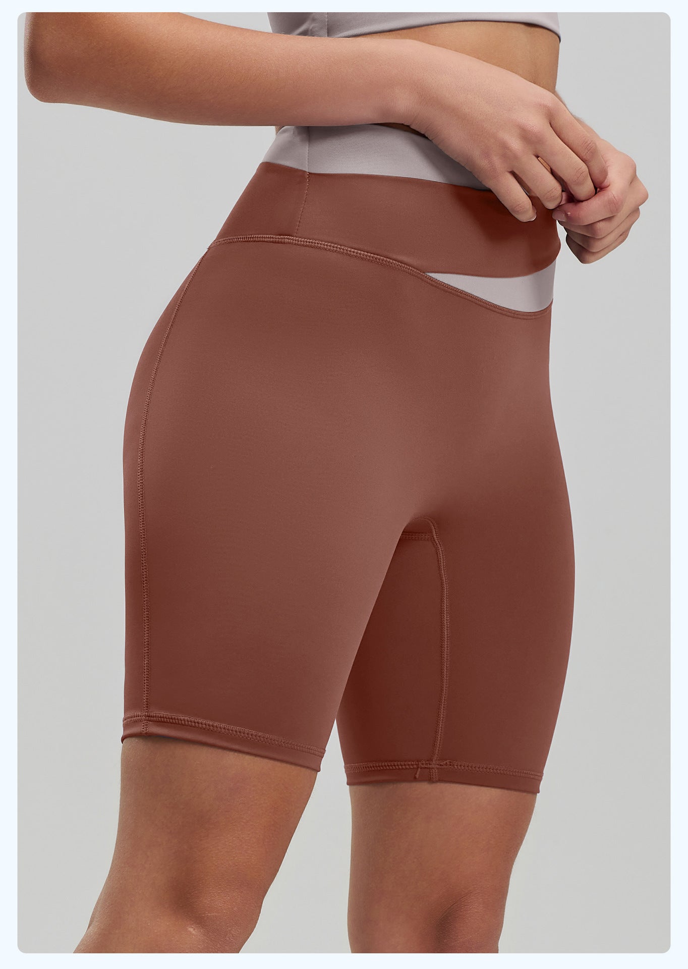 Lila Zen Color Block High-Elasticity Hip-Lifting and Shaping Yoga Shorts