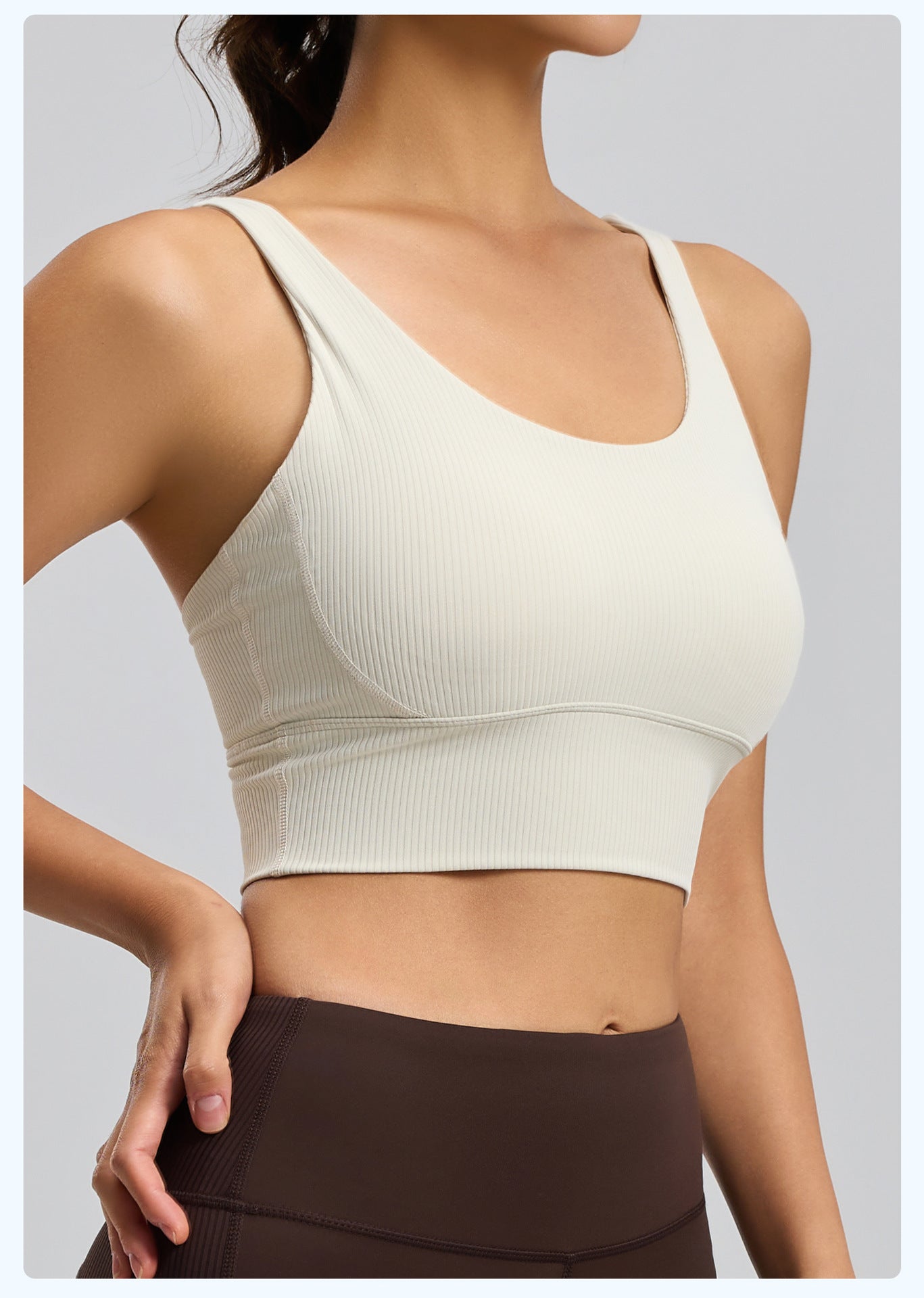 Lila Zen Striped Shock-Proof Double-Strap Thin Shoulder Straps Crossback Yoga Bra