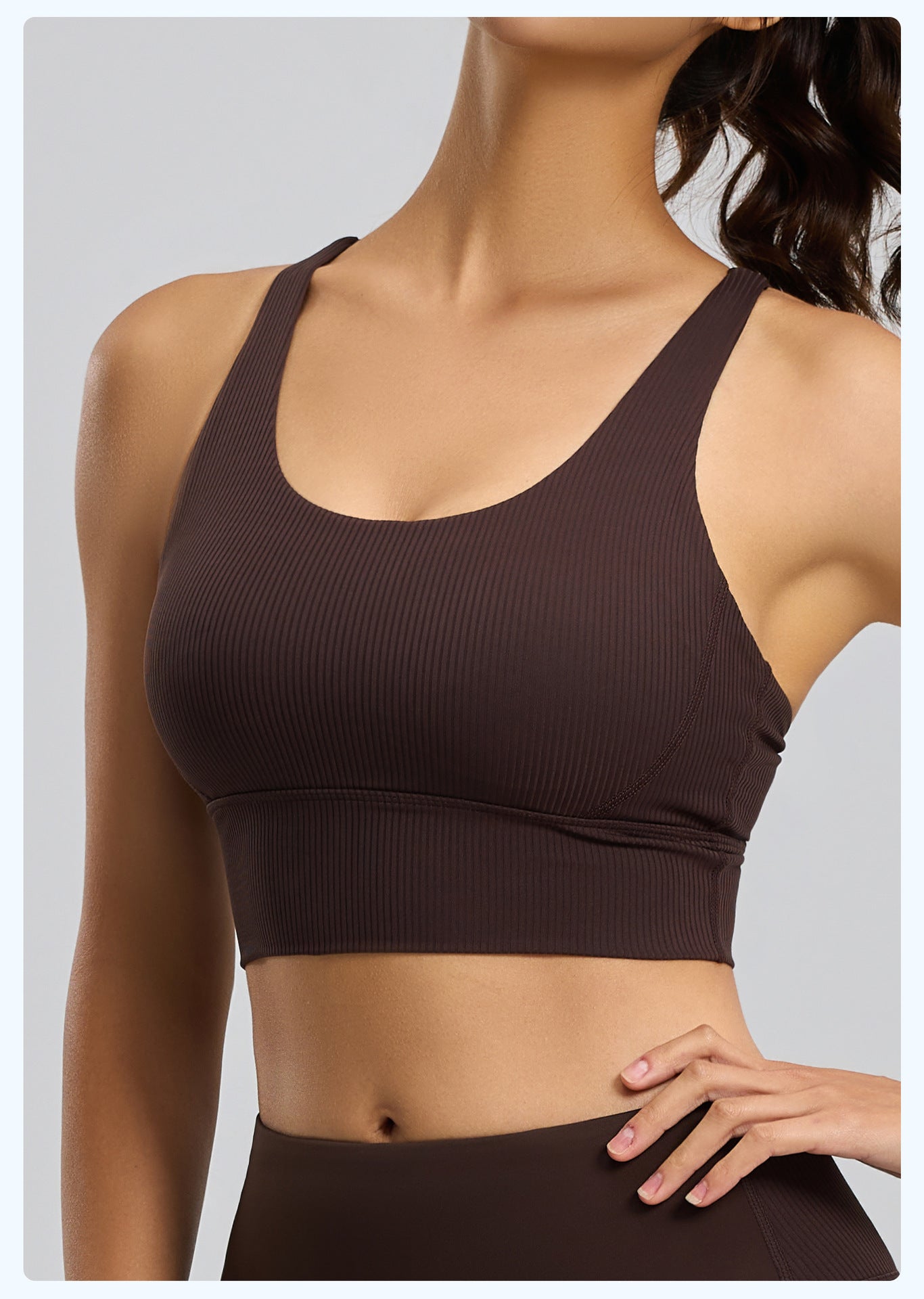 Lila Zen Striped Shock-Proof Double-Strap Thin Shoulder Straps Crossback Yoga Bra