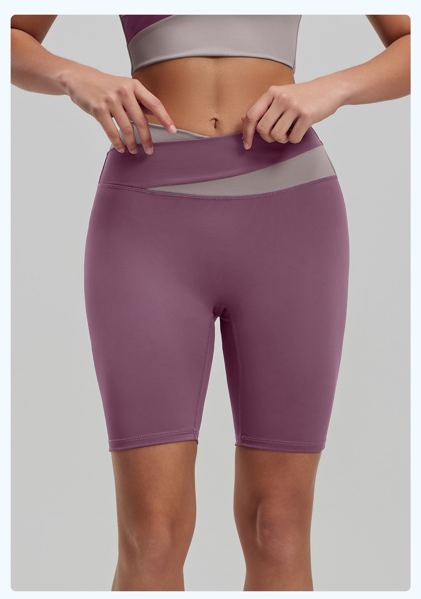 Lila Zen Color Block High-Elasticity Hip-Lifting and Shaping Yoga Shorts