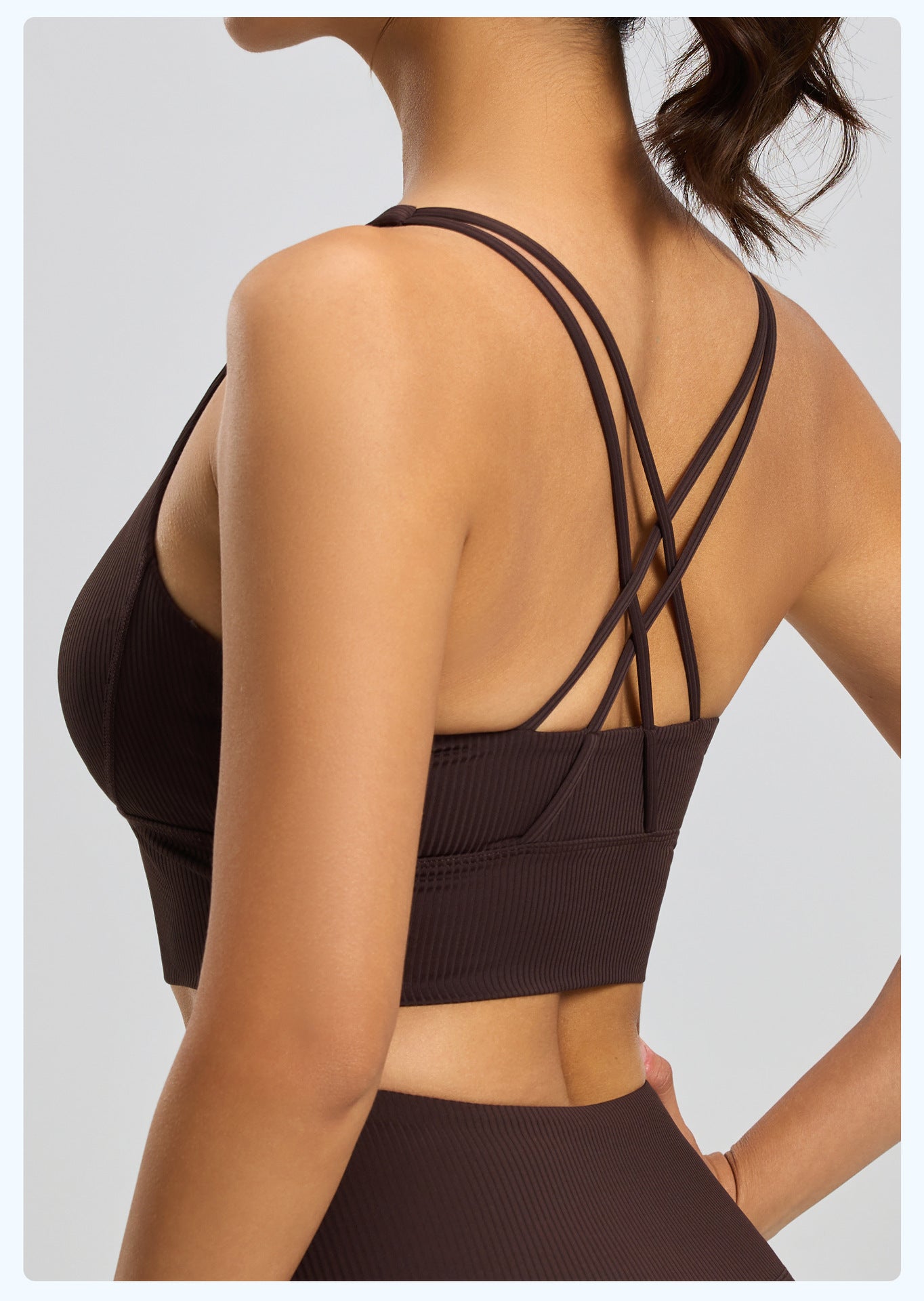Lila Zen Striped Shock-Proof Double-Strap Thin Shoulder Straps Crossback Yoga Bra