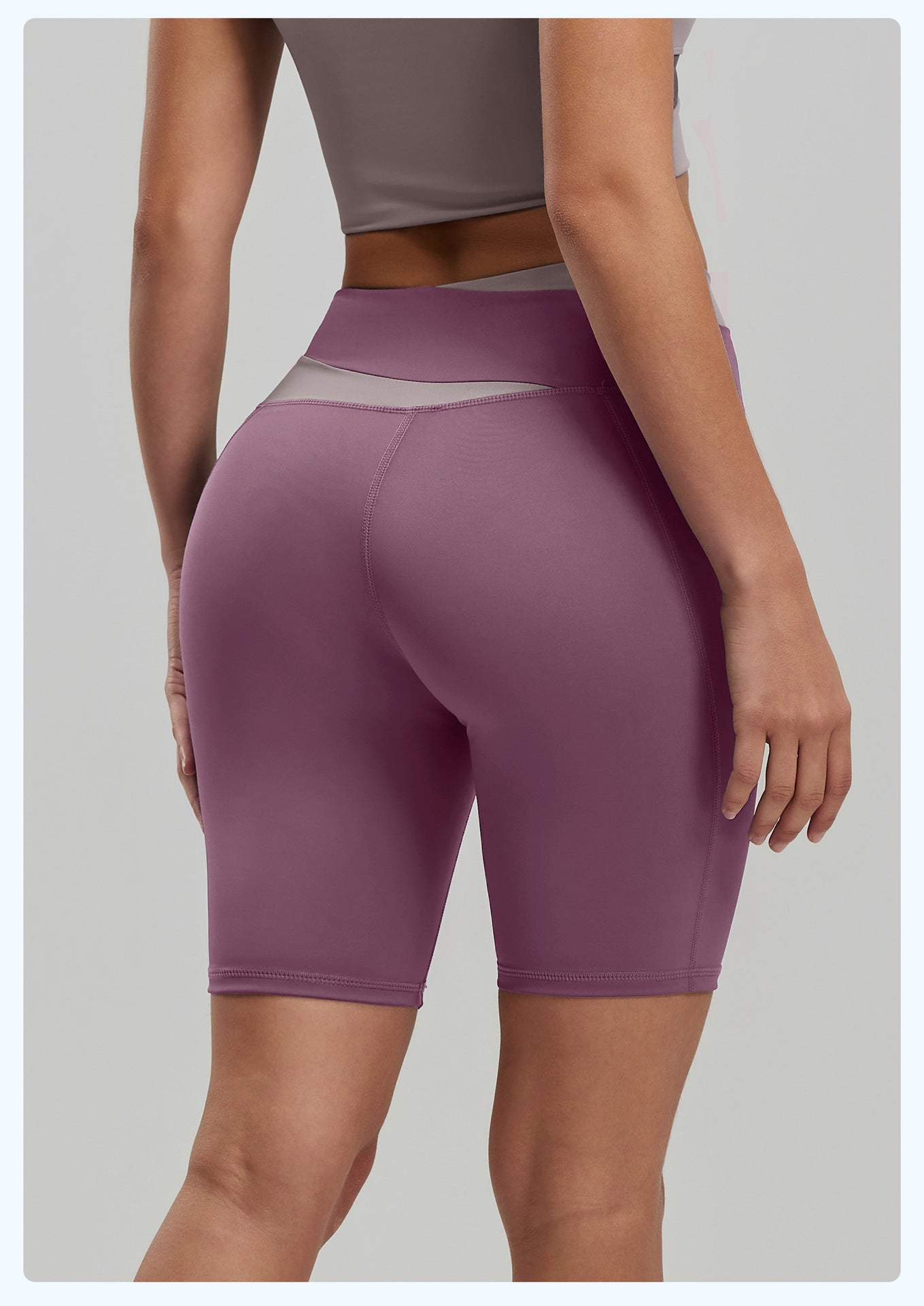 Lila Zen Color Block High-Elasticity Hip-Lifting and Shaping Yoga Shorts