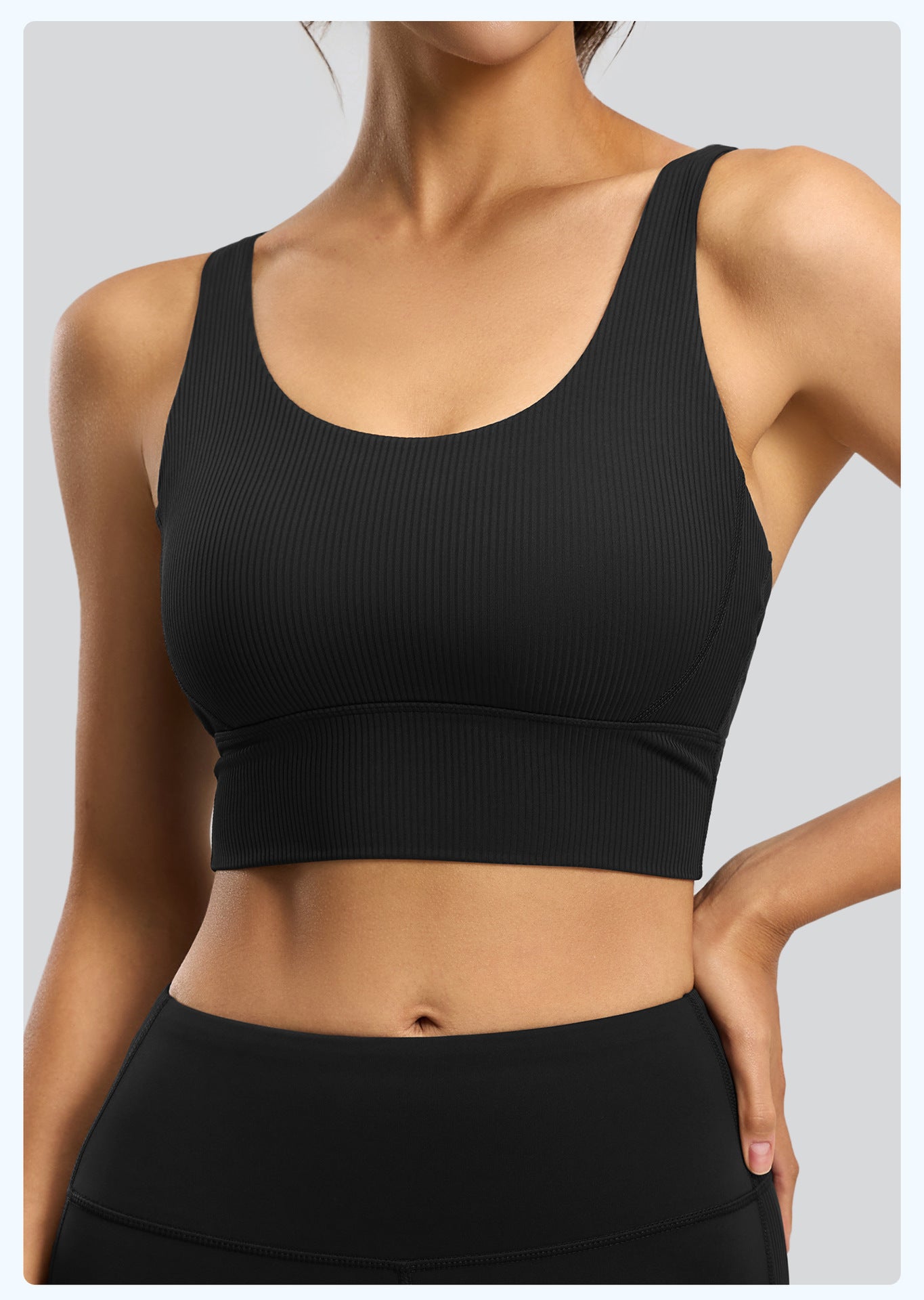 Lila Zen Striped Shock-Proof Double-Strap Thin Shoulder Straps Crossback Yoga Bra