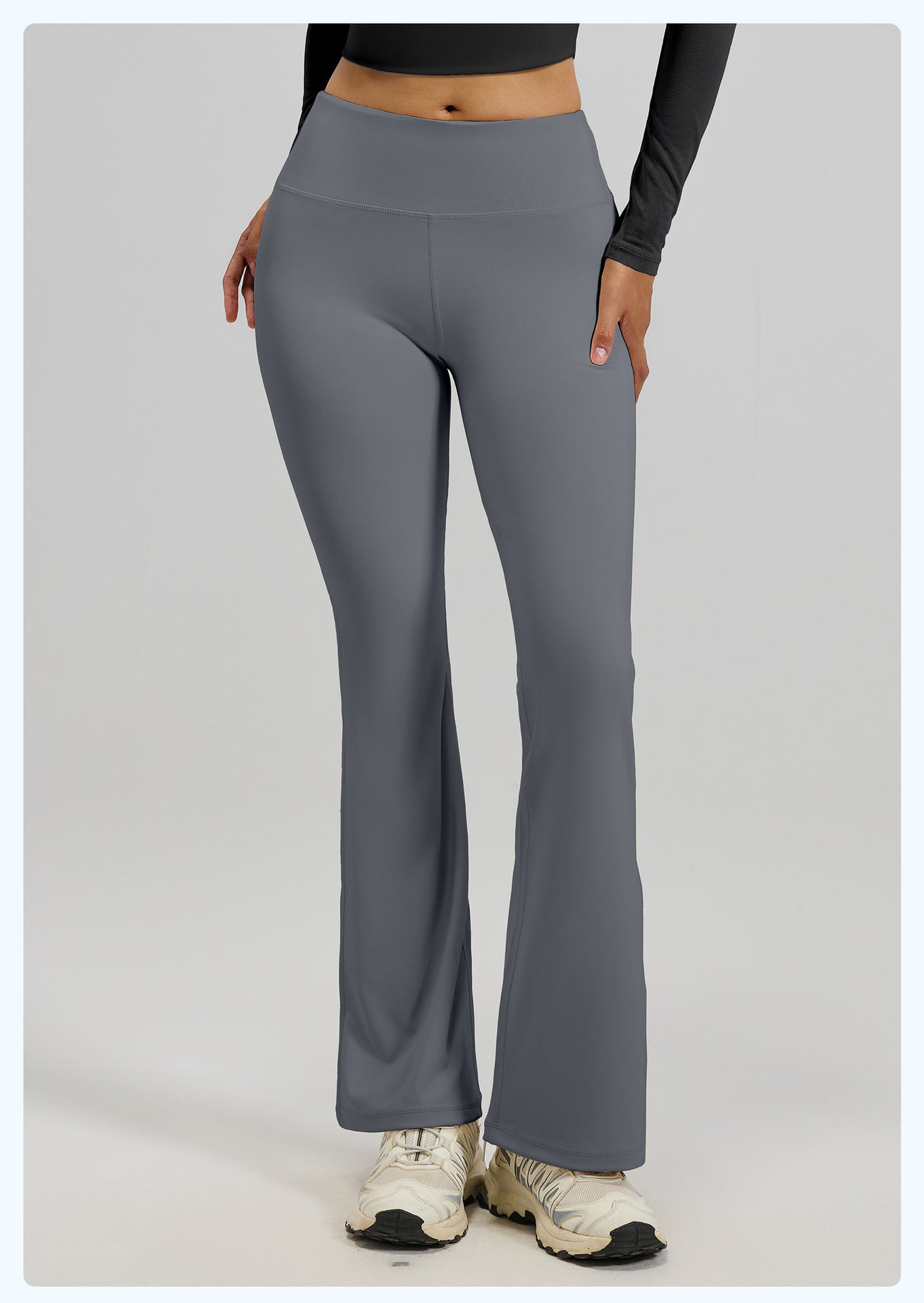 Lila Zen Women's High-Waisted Hip-Lifting Yoga Exercise Flare Pants