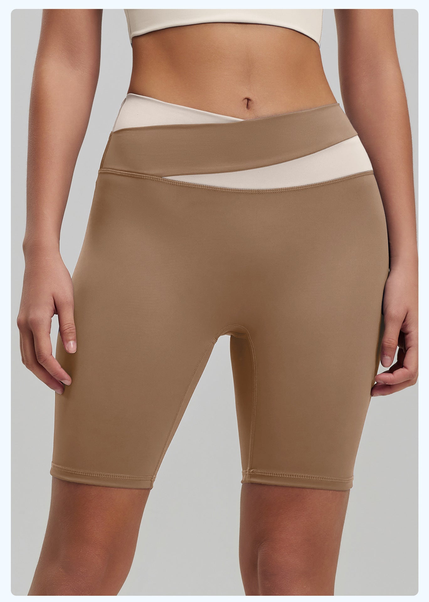 Lila Zen Color Block High-Elasticity Hip-Lifting and Shaping Yoga Shorts