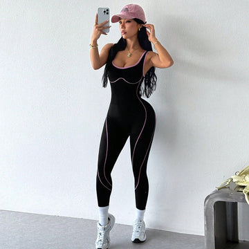 Contrast Seamed Sports Jumpsuit