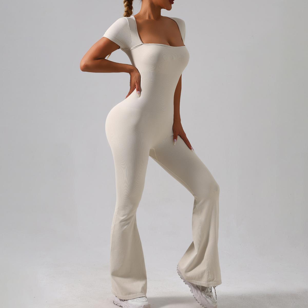 Lila Zen Women's Quick-Drying Slimming Tummy Control Slightly Flared Yoga Bodysuit Yoga Suit