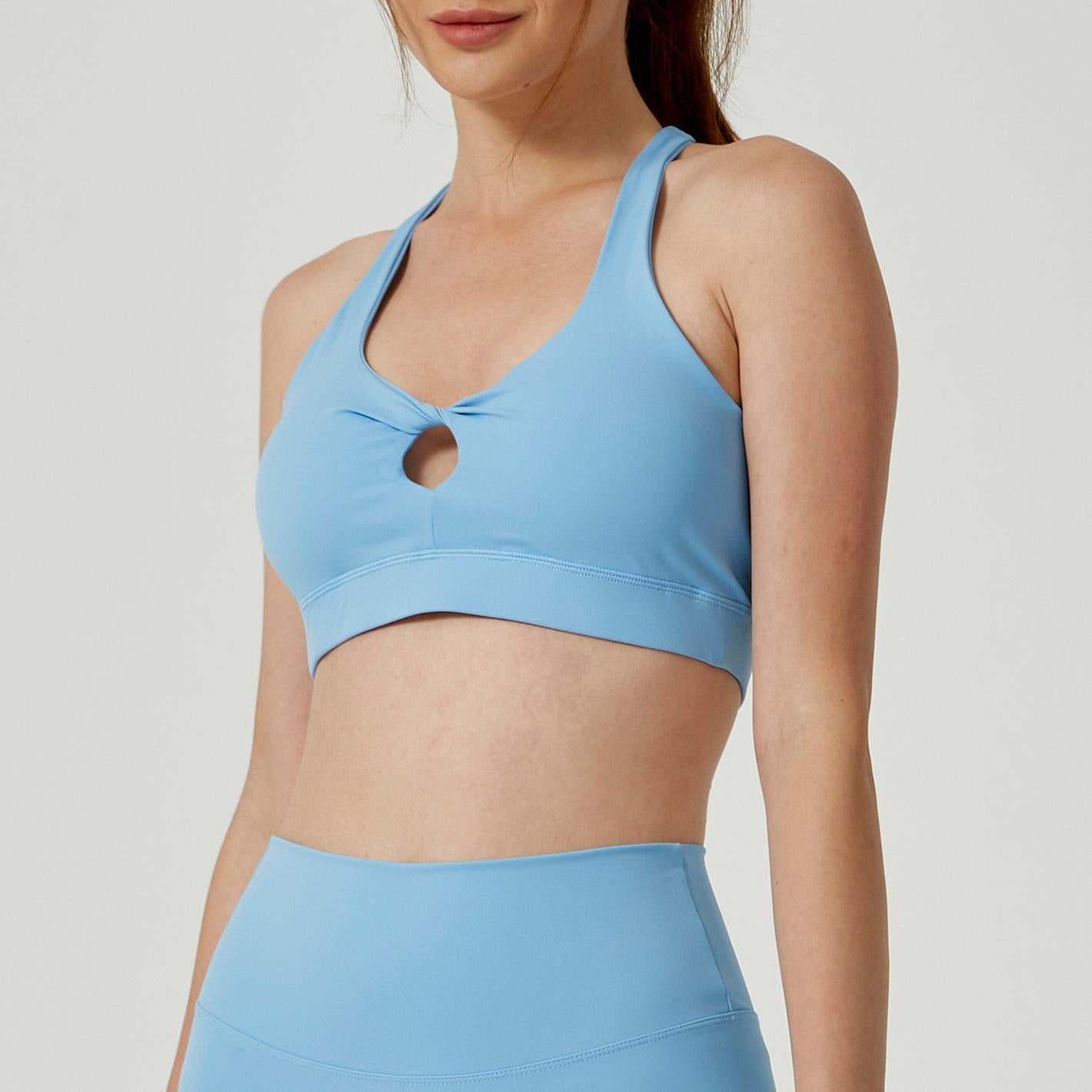 Lila Zen Front Twisted Back Crossover Cutout Sports Bra