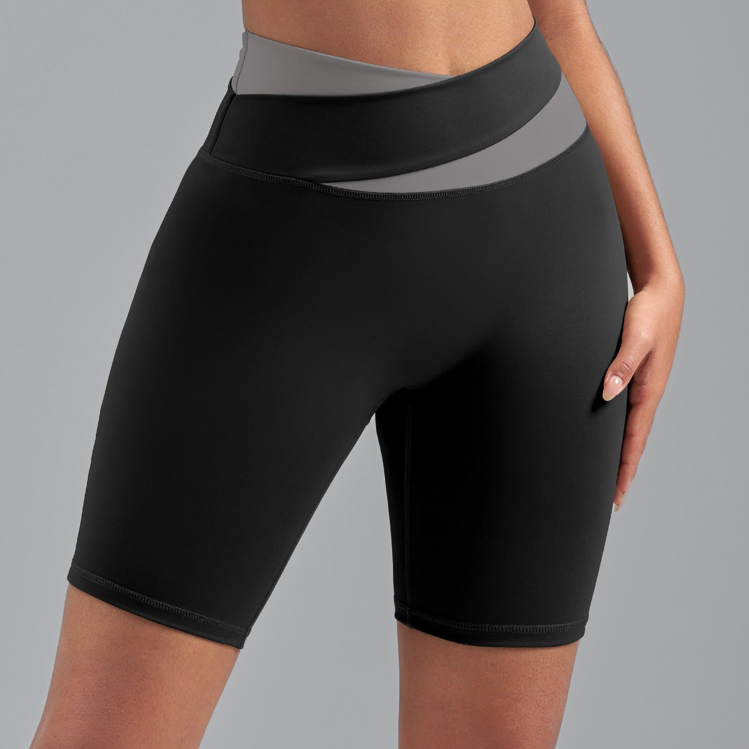 Lila Zen Color Block High-Elasticity Hip-Lifting and Shaping Yoga Shorts