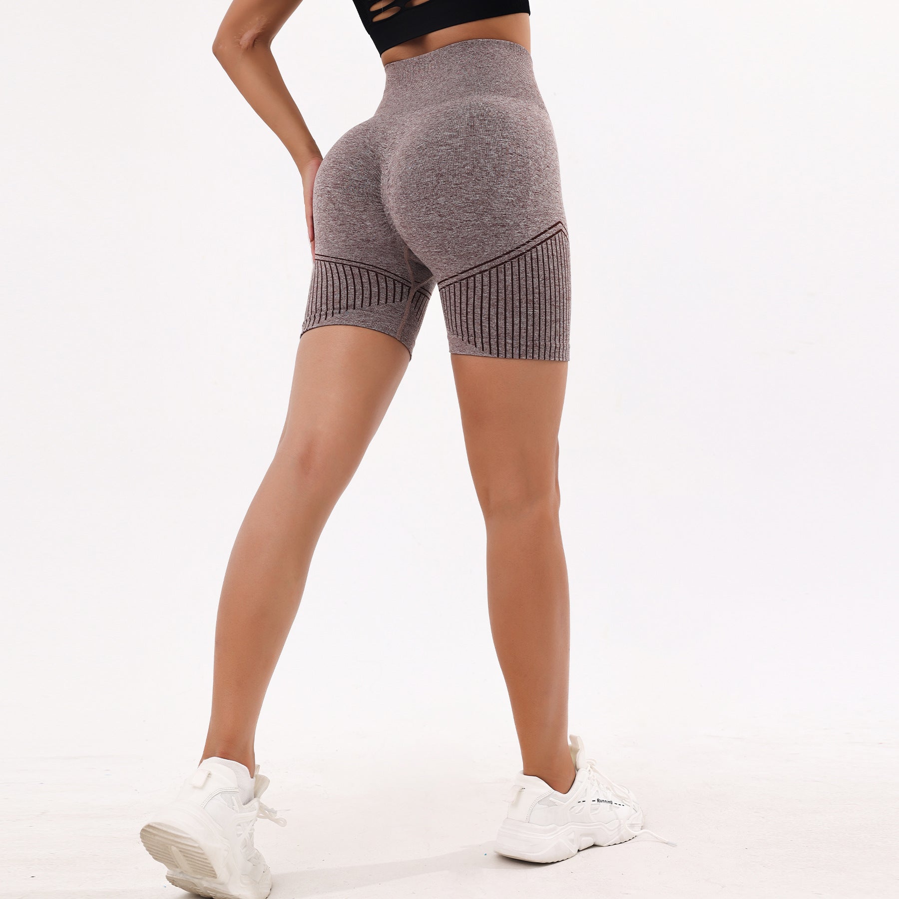 Lila Zen High-Waisted Elastic Seamless Hip-Lifting Fitness Shorts