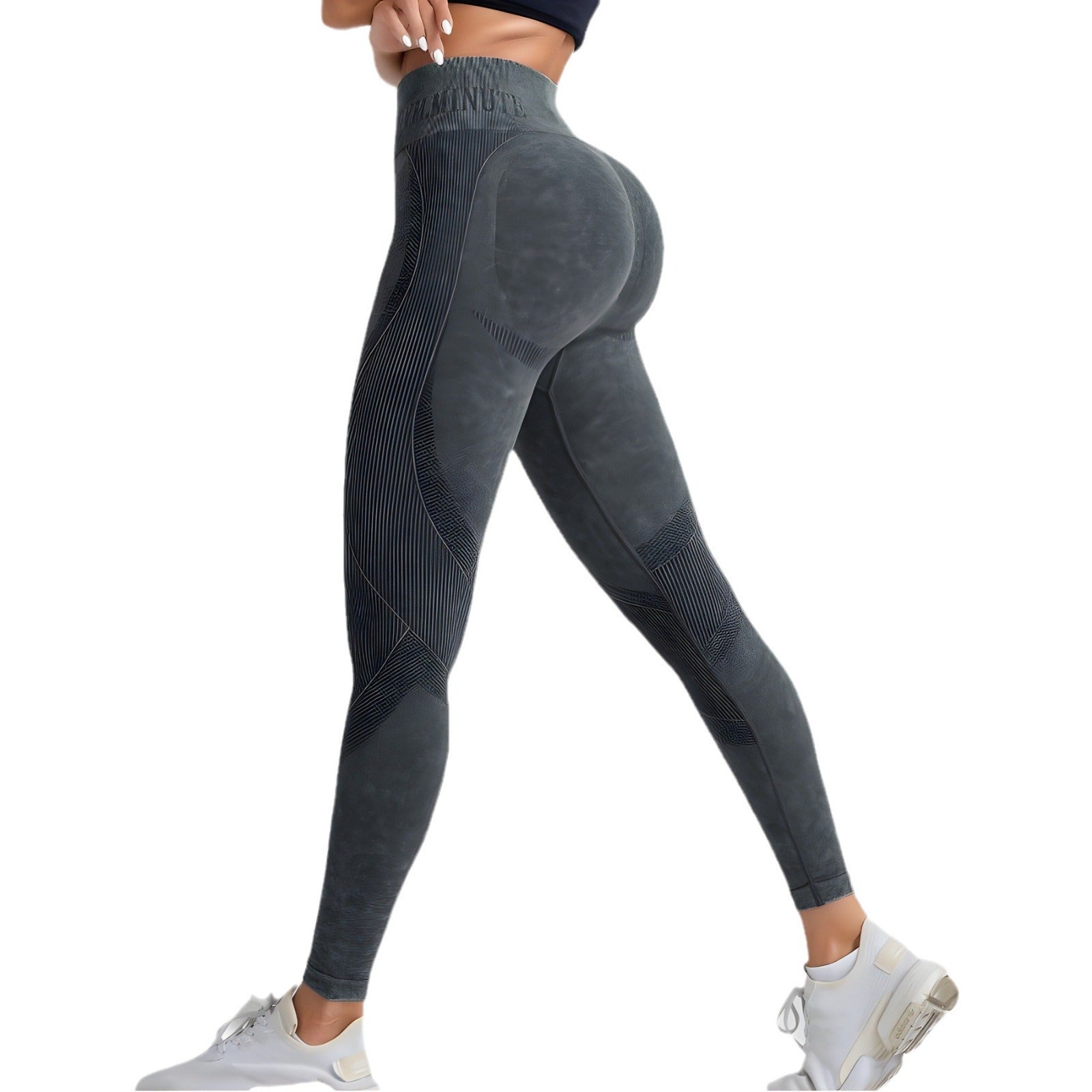 Lila Zen Women's Seamless Quick-Drying Hip-Lifting Slimming Waistband Letter Print Sports Yoga Pants