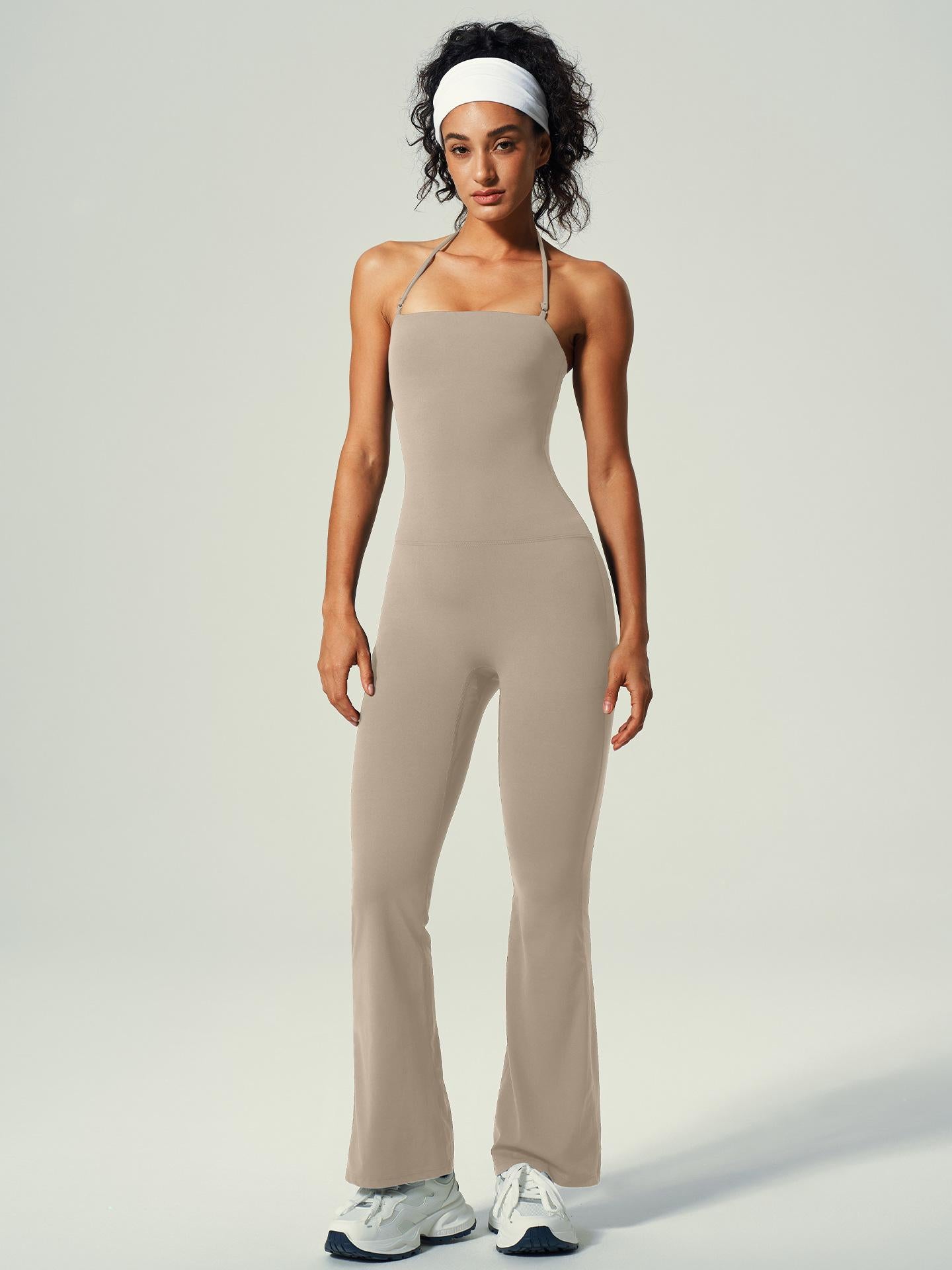 Lila Zen Halter-Neck Seamless Waist-Slimming Hip-Lifting Slightly Flared Yoga Jumpsuit