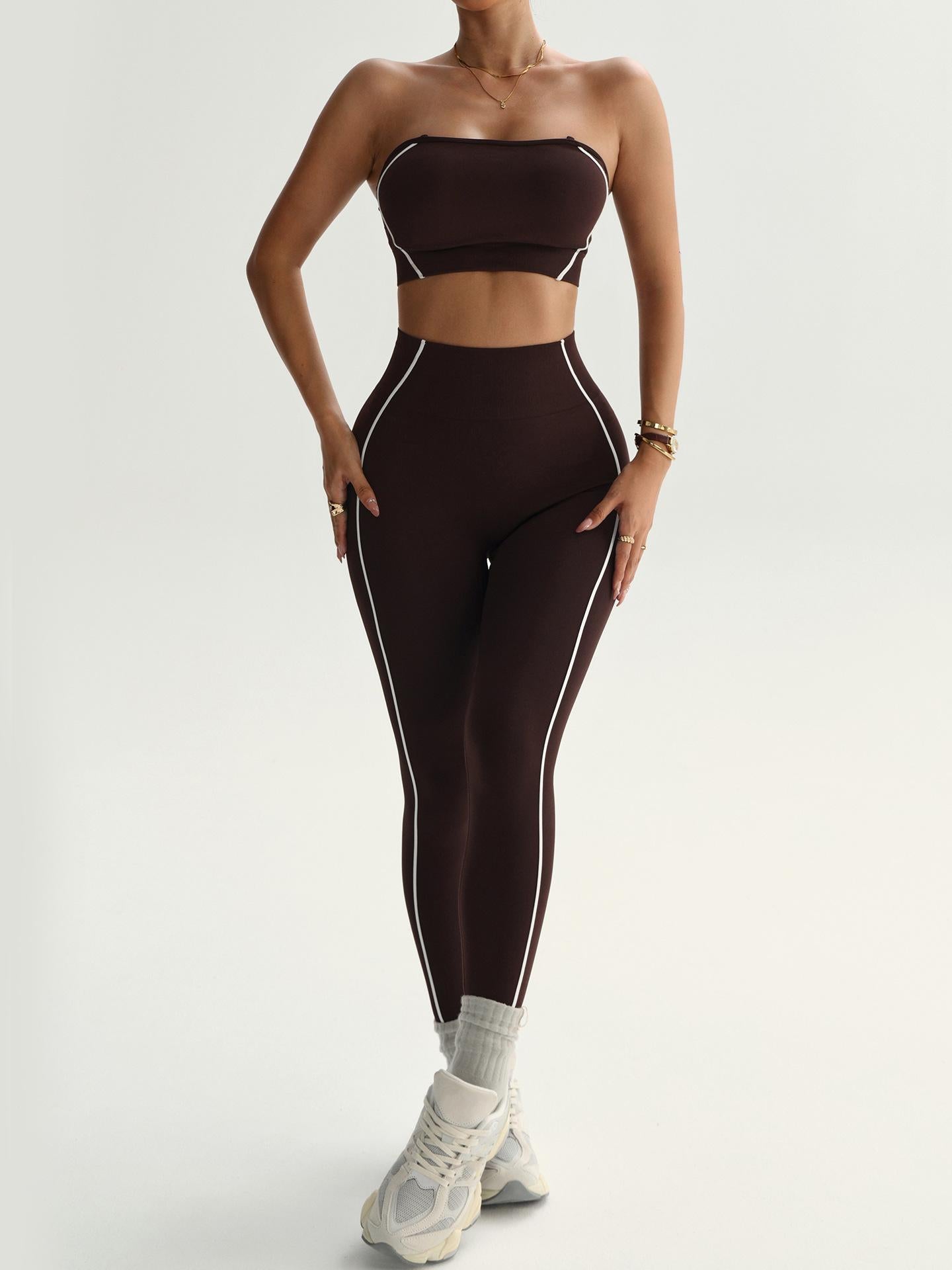 Lila Zen Color Block Strapless High-Waisted Shaping and Lifting Running/Yoga Set