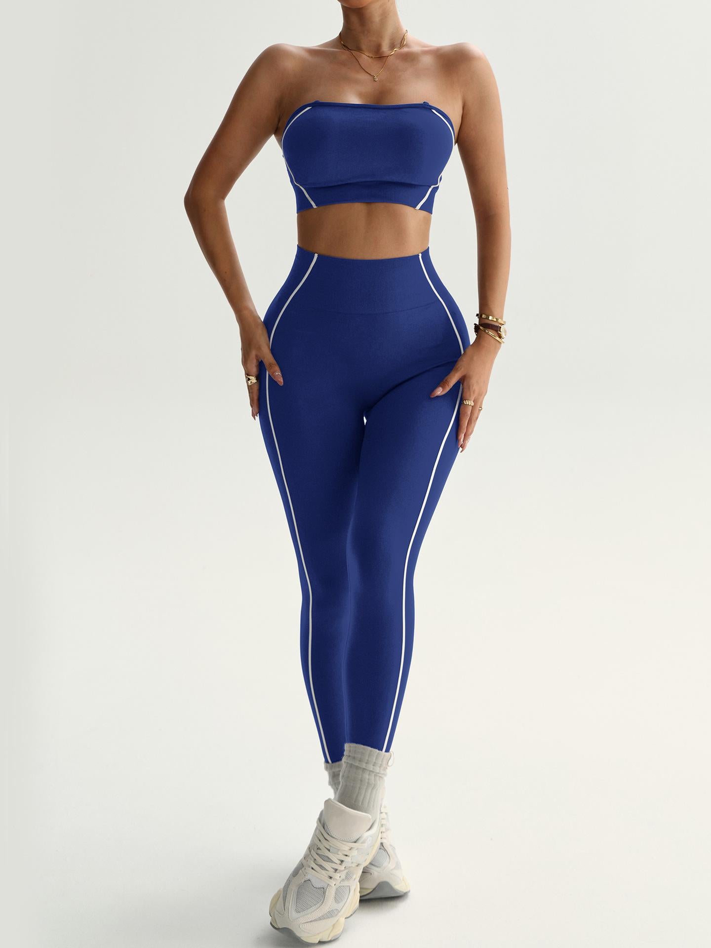 Lila Zen Color Block Strapless High-Waisted Shaping and Lifting Running/Yoga Set