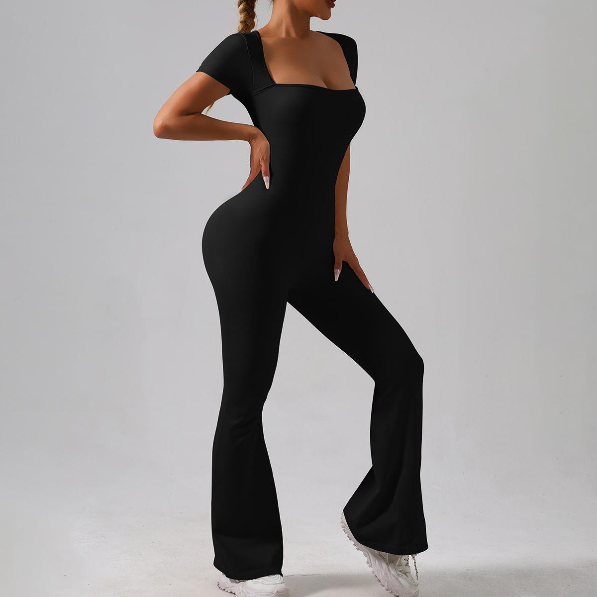 Lila Zen Women's Quick-Drying Slimming Tummy Control Slightly Flared Yoga Bodysuit Yoga Suit