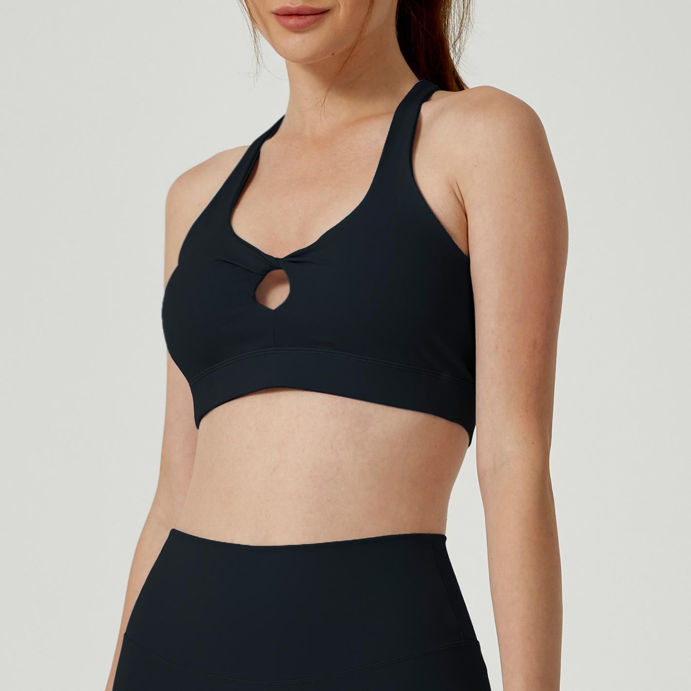 Lila Zen Front Twisted Back Crossover Cutout Sports Bra