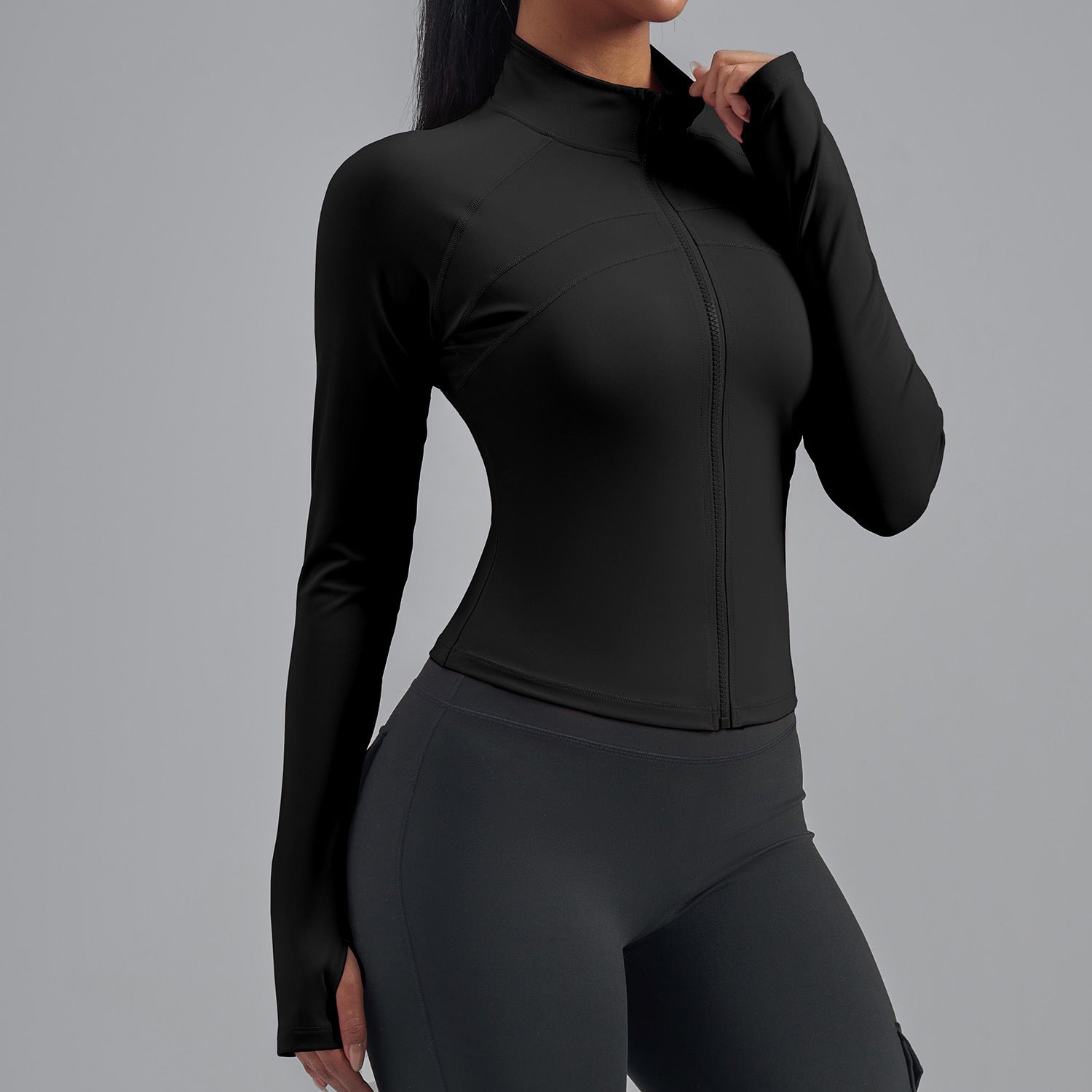 Lila Zen Women's Plus Size Zipper Elastic Fit Bodycon Sports Jacket Yoga Wear