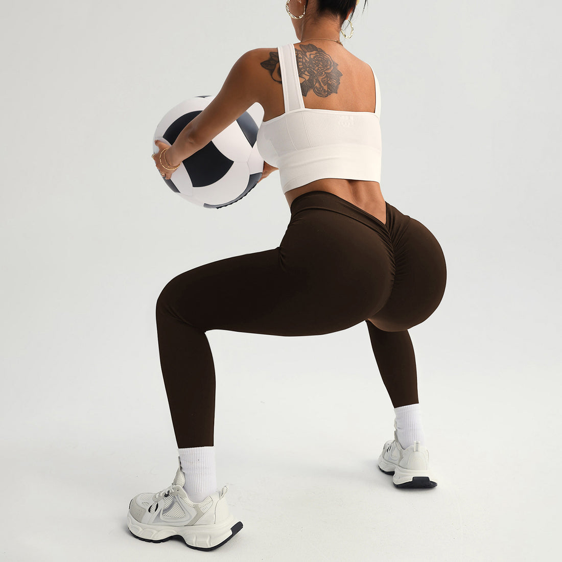 Lila Zen High-Elasticity Ruffled Peach Hip and Leg-Slimming Sports Yoga Pants