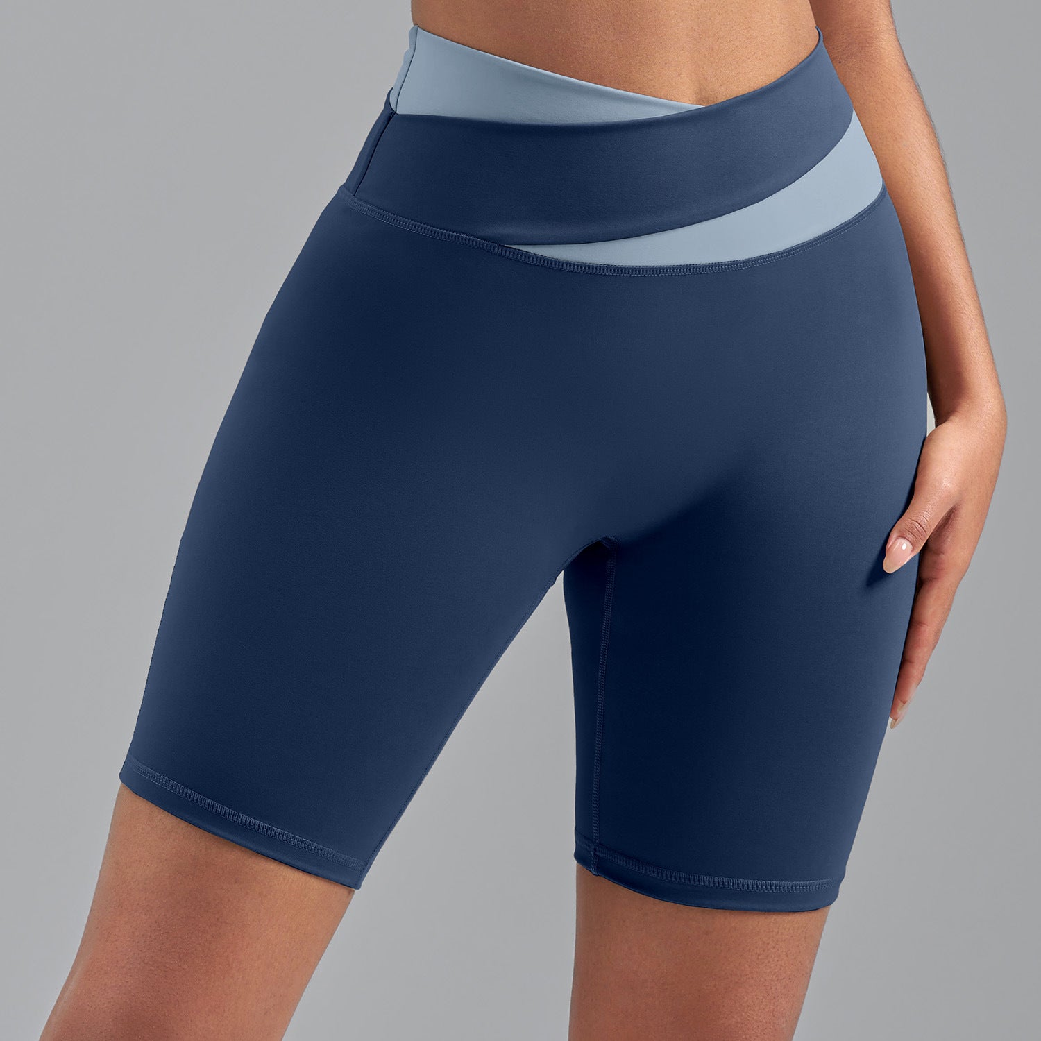 Lila Zen Color Block High-Elasticity Hip-Lifting and Shaping Yoga Shorts