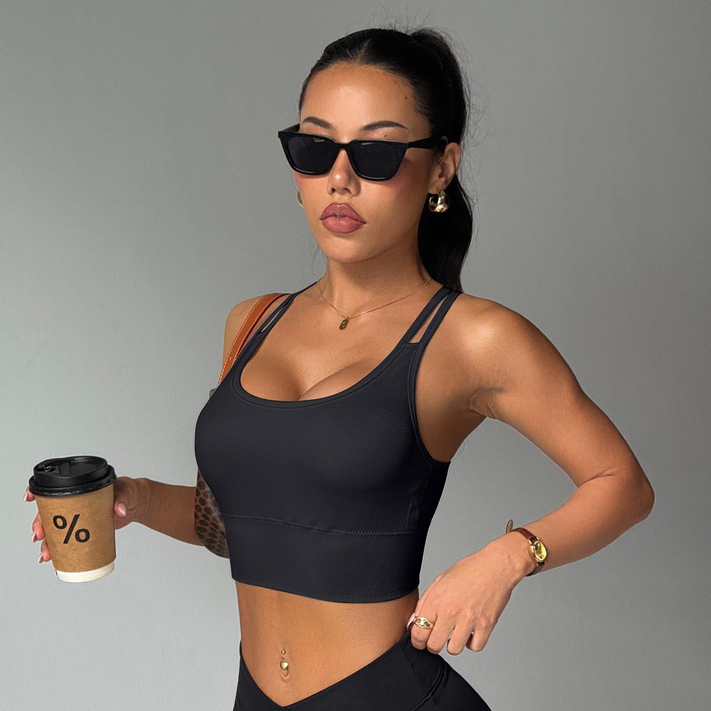Lila Zen Cross-Strap High-Intensity Sports Yoga Bra
