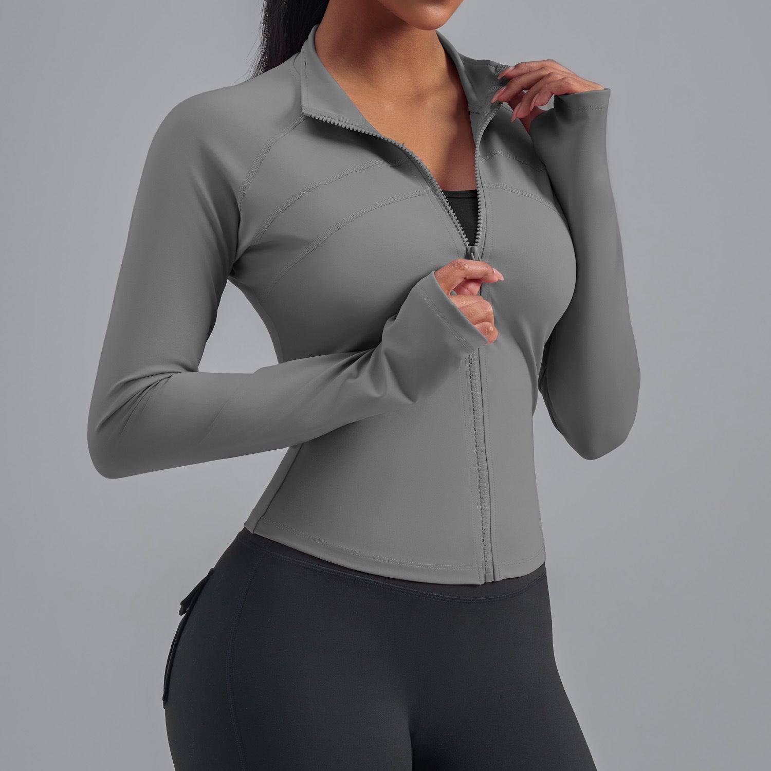 Lila Zen Women's Plus Size Zipper Elastic Fit Bodycon Sports Jacket Yoga Wear