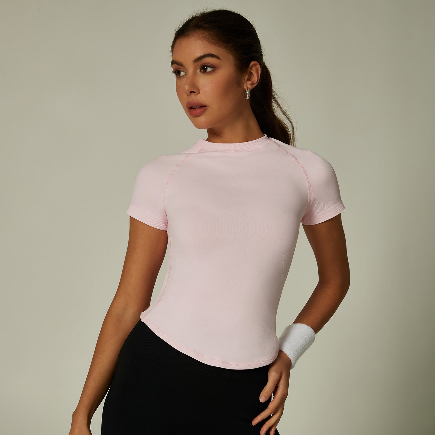 Lila Zen T Lila Zen High Elastic Moisture-Wicking Fit Seamless Waist-Slimming Short-Sleeve Fitness Sports T-Shirt