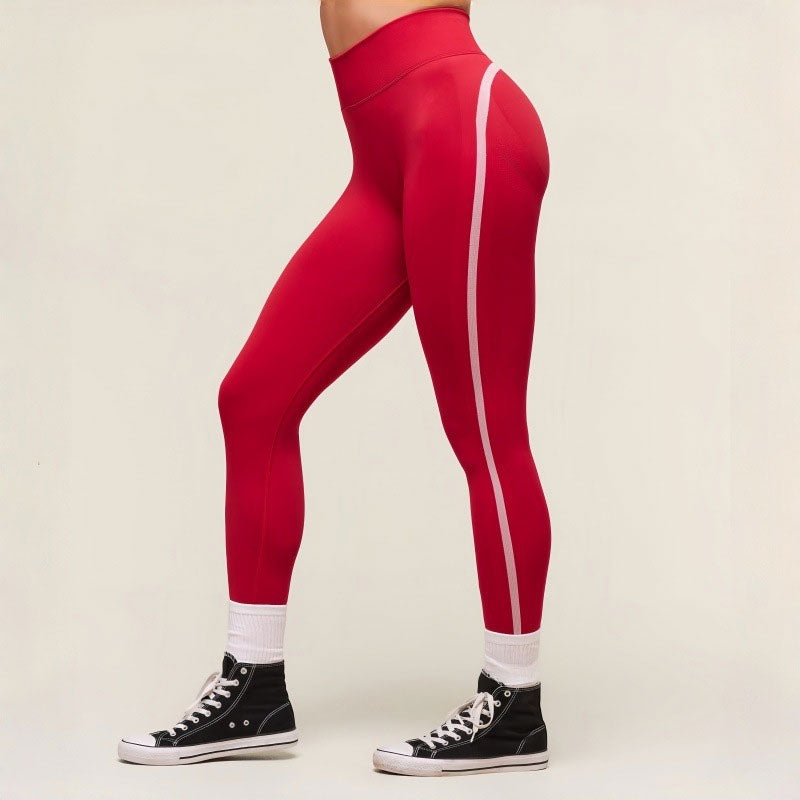 Lila Zen High-Waisted Hip-Lifting Color-Blocked Sports Yoga Pants Shark Pants