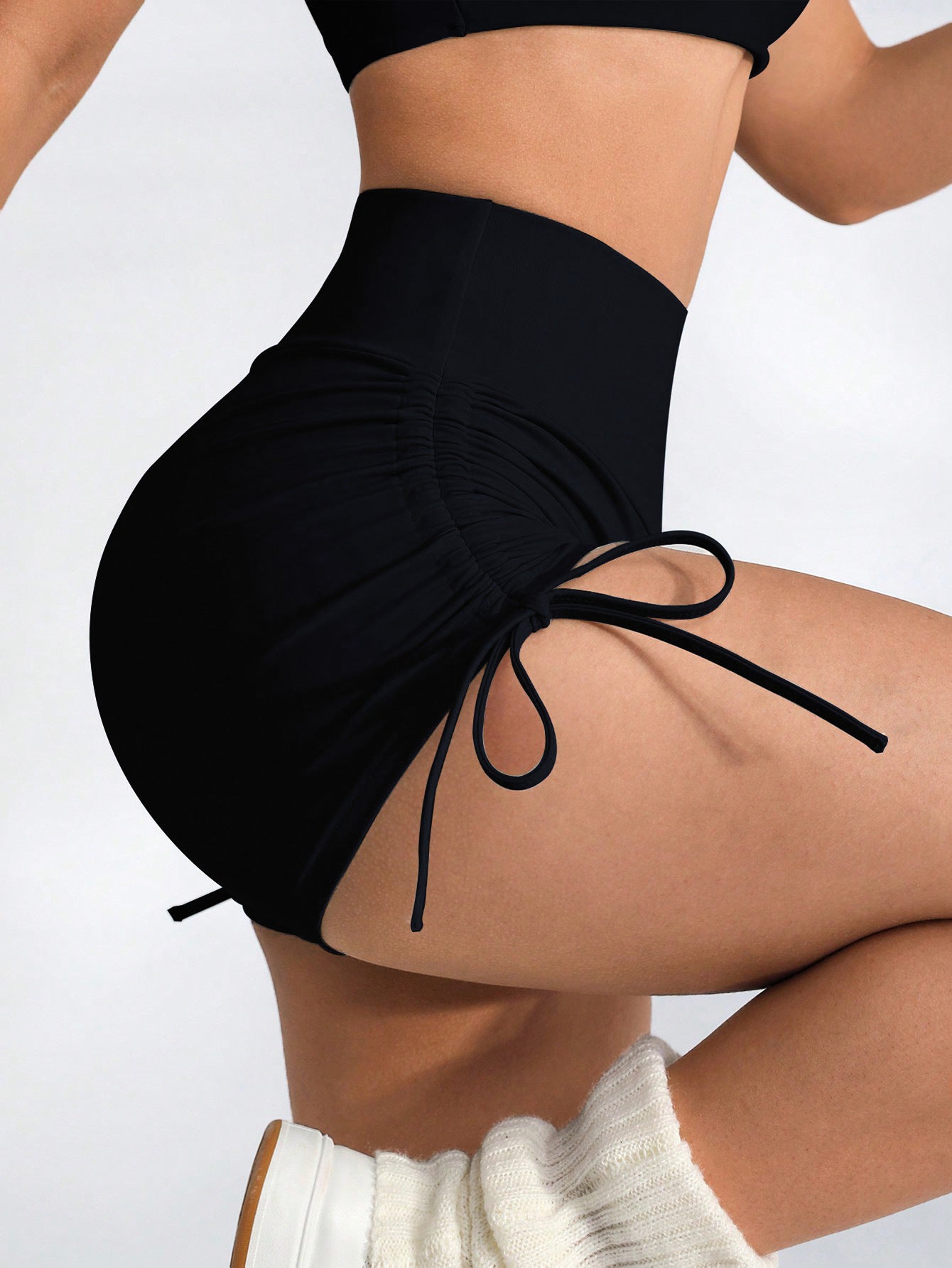 Lila Zen Women's High-Waisted Seamless Side Drawstring Yoga Shorts