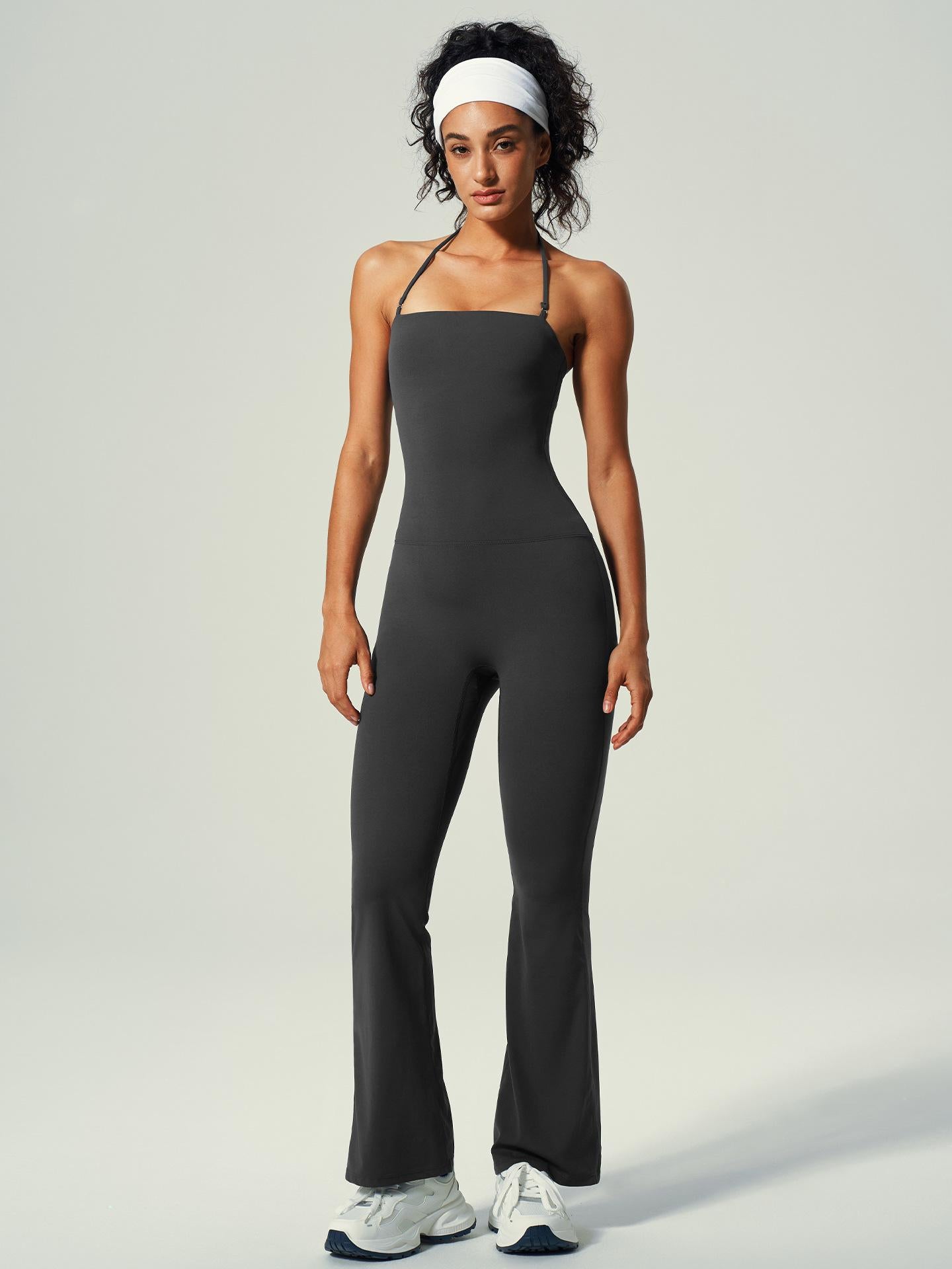 Lila Zen Halter-Neck Seamless Waist-Slimming Hip-Lifting Slightly Flared Yoga Jumpsuit