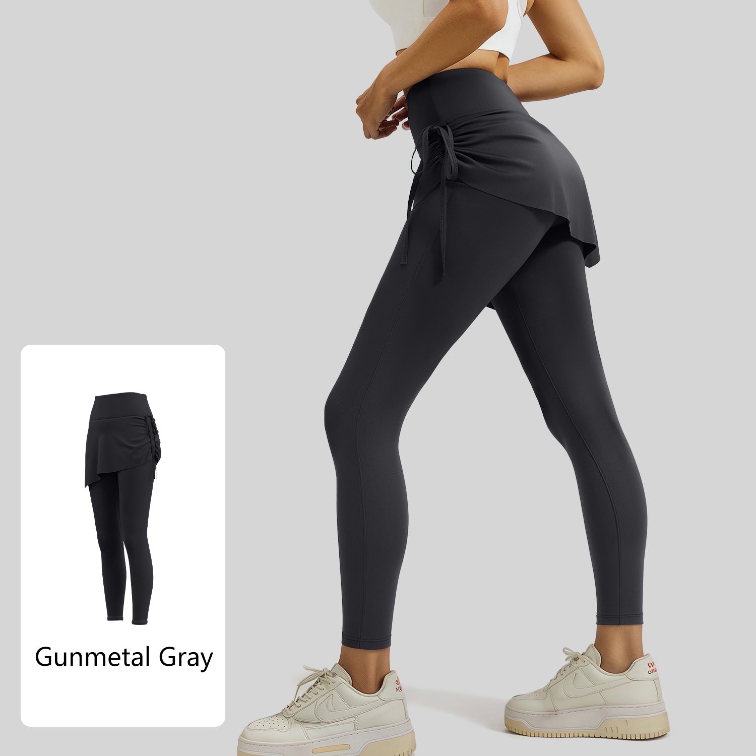 Lila Zen Women's Irregular Drawstring Pleated Yoga Skirt Pants