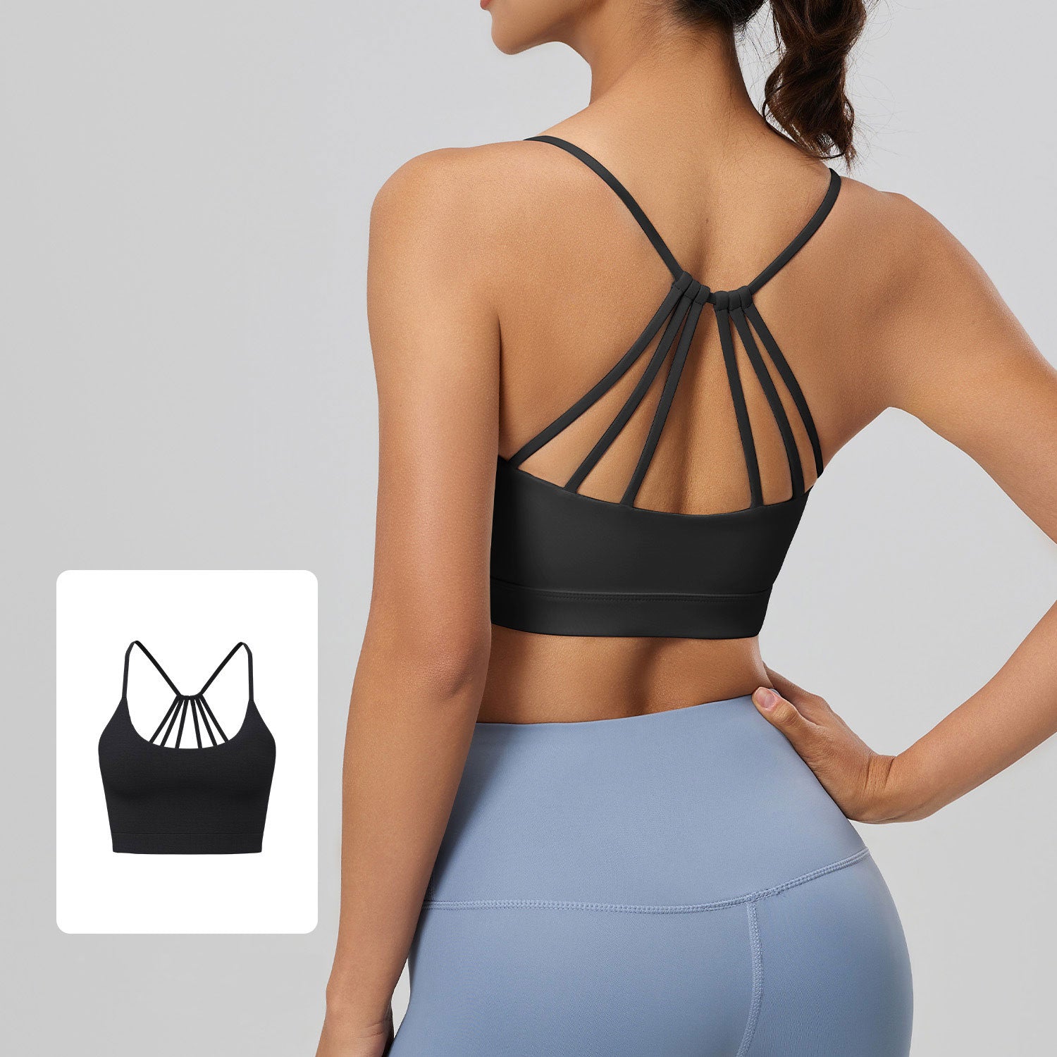 Lila Zen Women's Six-String Crossback Yoga Sports Bra