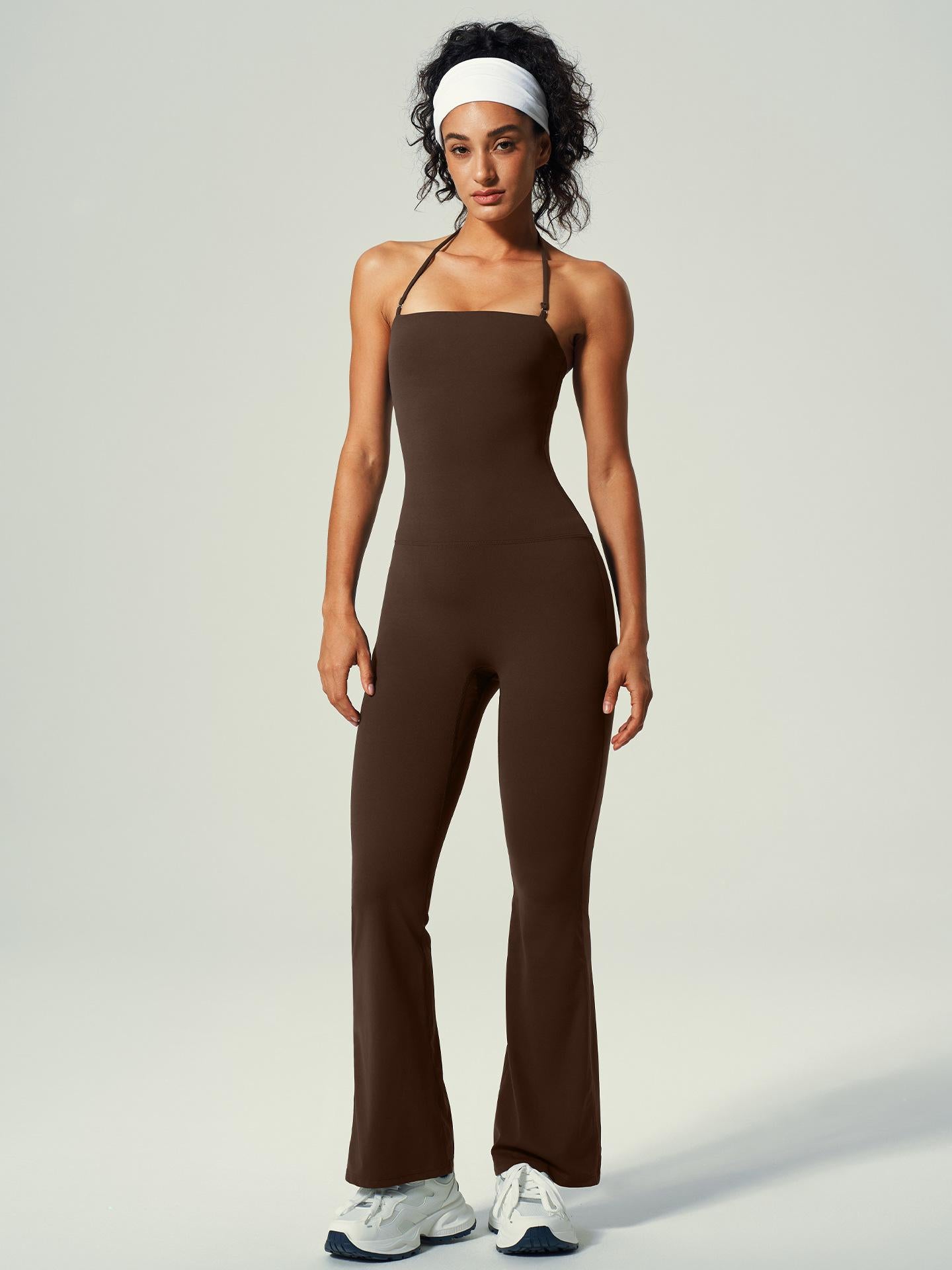 Lila Zen Halter-Neck Seamless Waist-Slimming Hip-Lifting Slightly Flared Yoga Jumpsuit