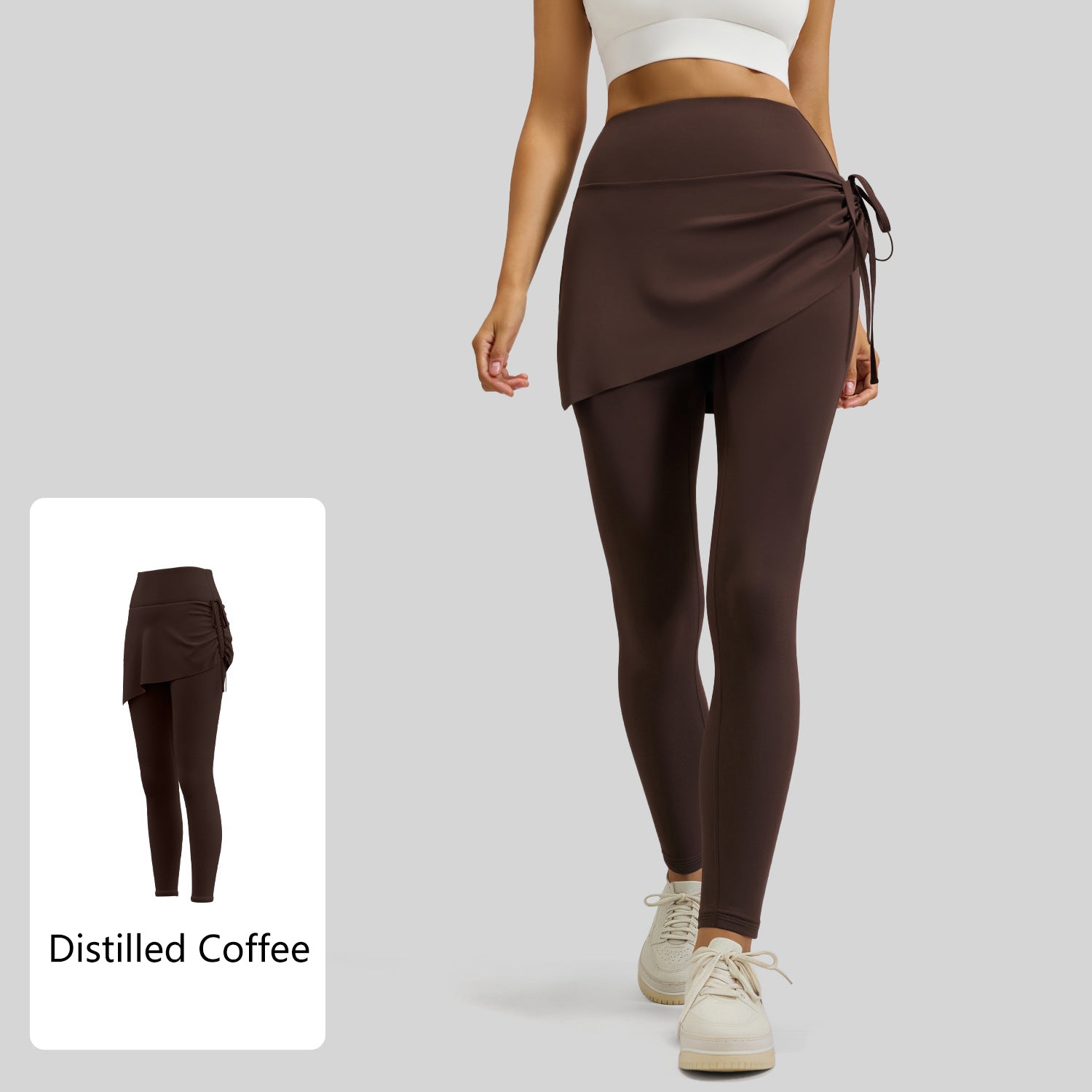 Lila Zen Women's Irregular Drawstring Pleated Yoga Skirt Pants