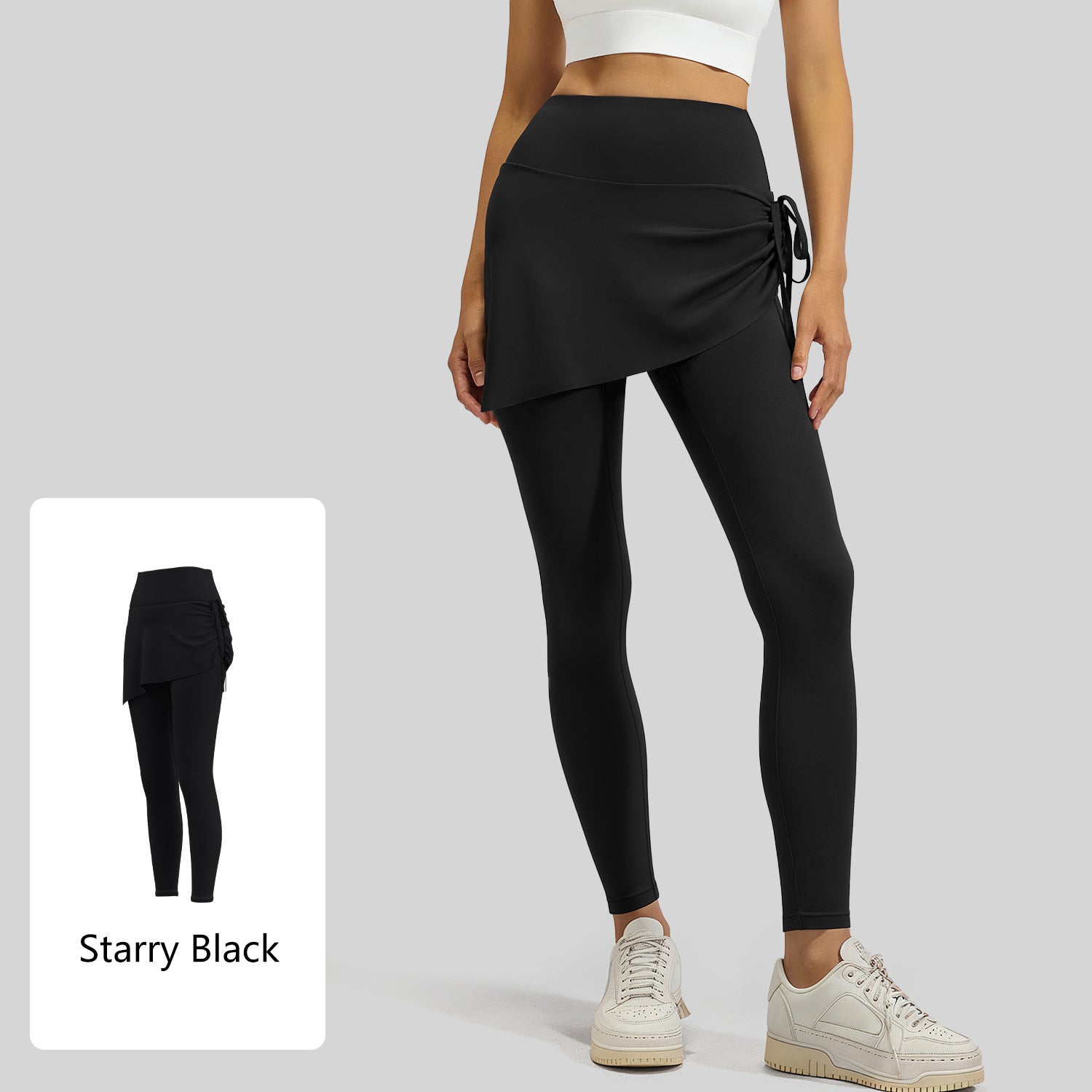 Lila Zen Women's Irregular Drawstring Pleated Yoga Skirt Pants