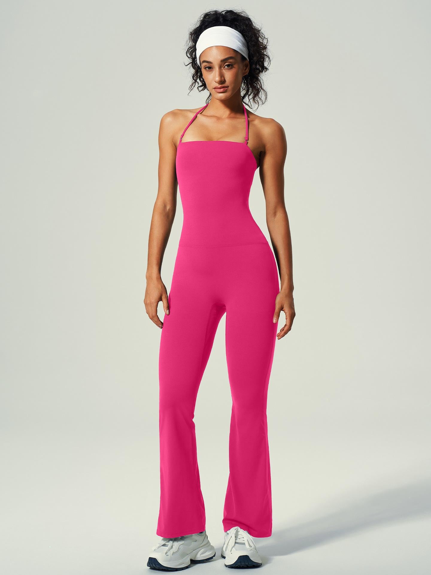 Lila Zen Halter-Neck Seamless Waist-Slimming Hip-Lifting Slightly Flared Yoga Jumpsuit