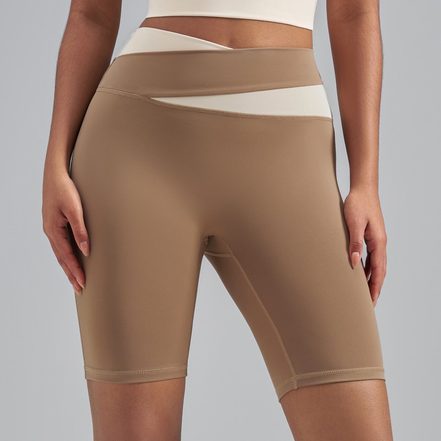 Lila Zen Color Block High-Elasticity Hip-Lifting and Shaping Yoga Shorts