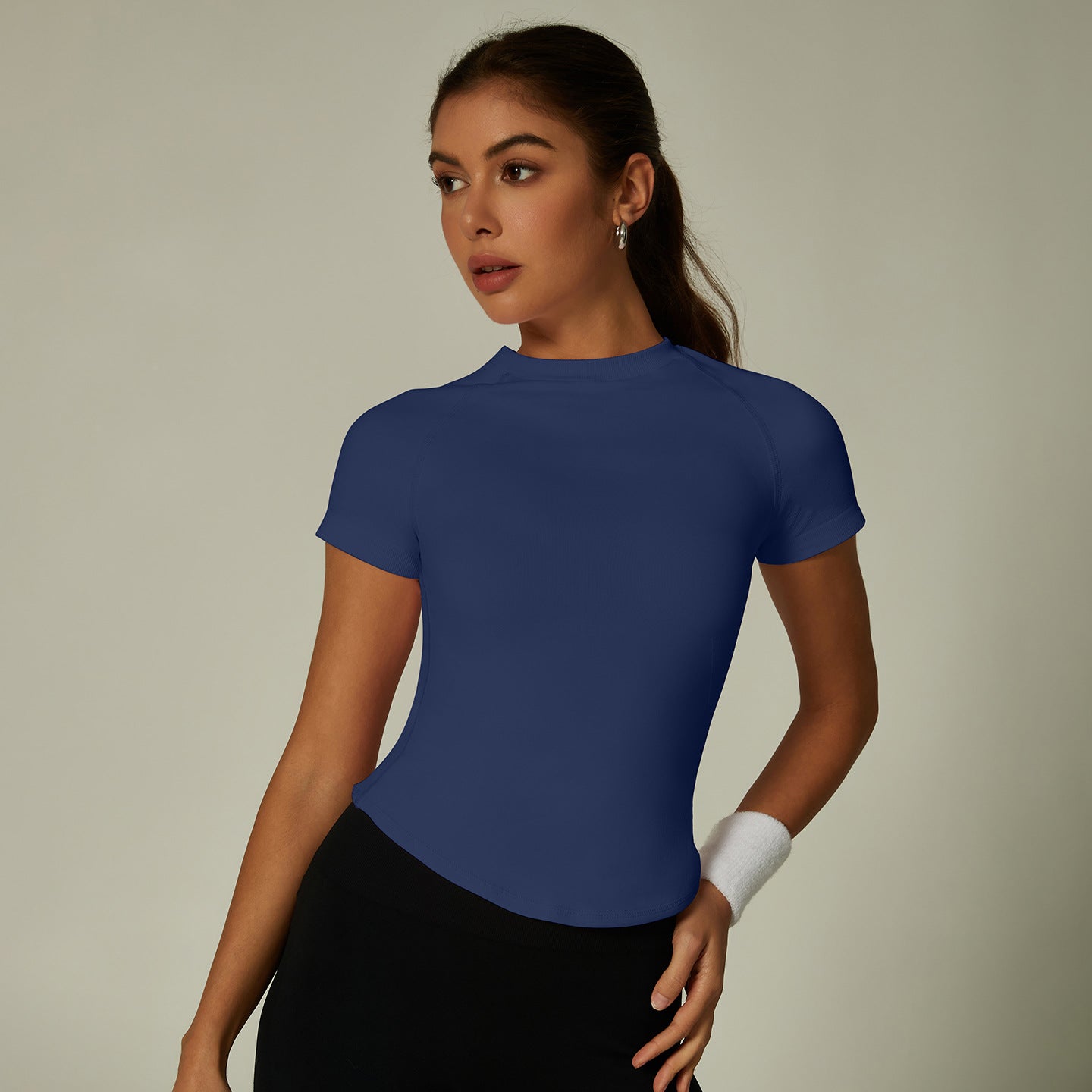 Lila Zen T Lila Zen High Elastic Moisture-Wicking Fit Seamless Waist-Slimming Short-Sleeve Fitness Sports T-Shirt