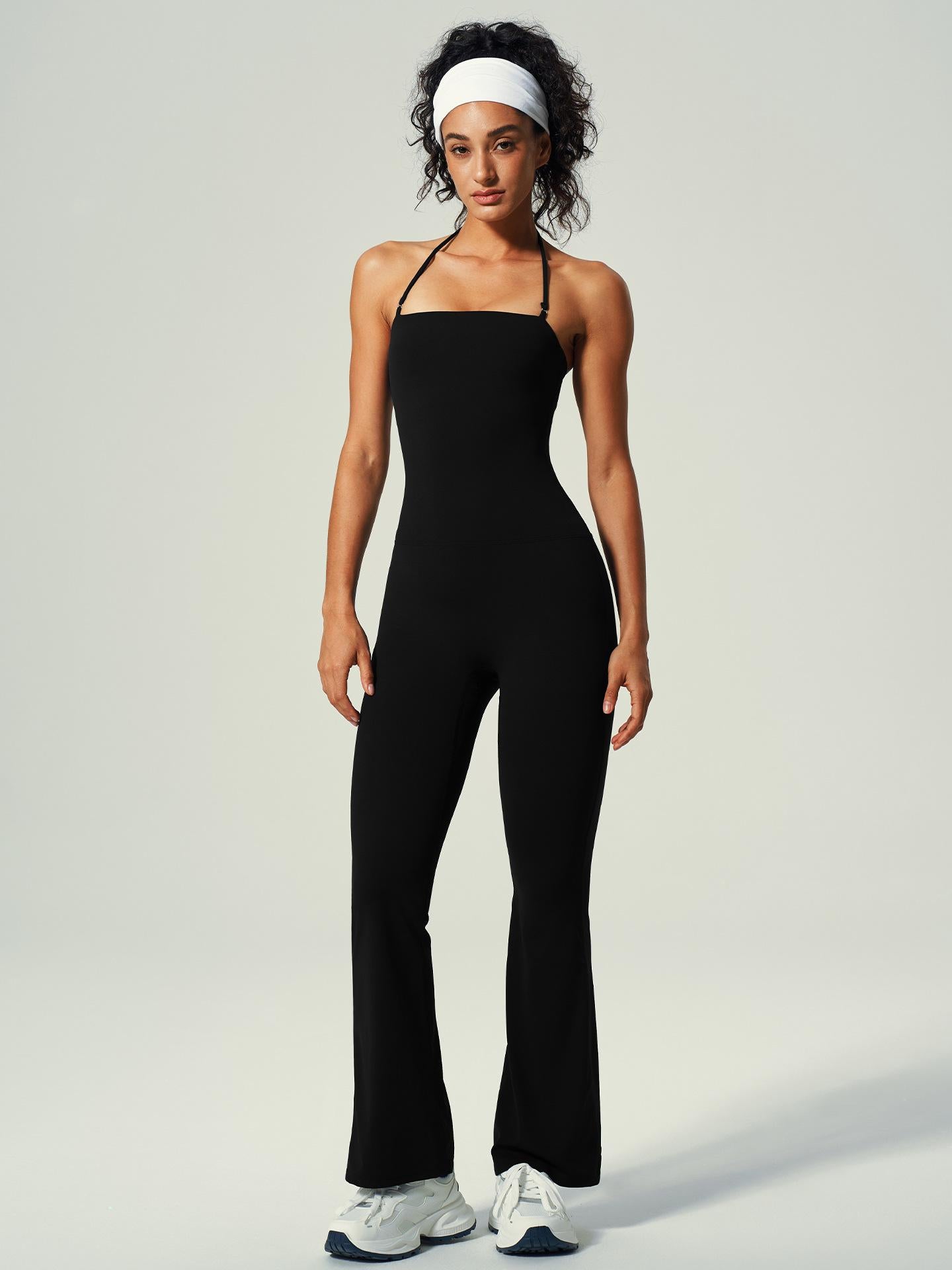 Lila Zen Halter-Neck Seamless Waist-Slimming Hip-Lifting Slightly Flared Yoga Jumpsuit